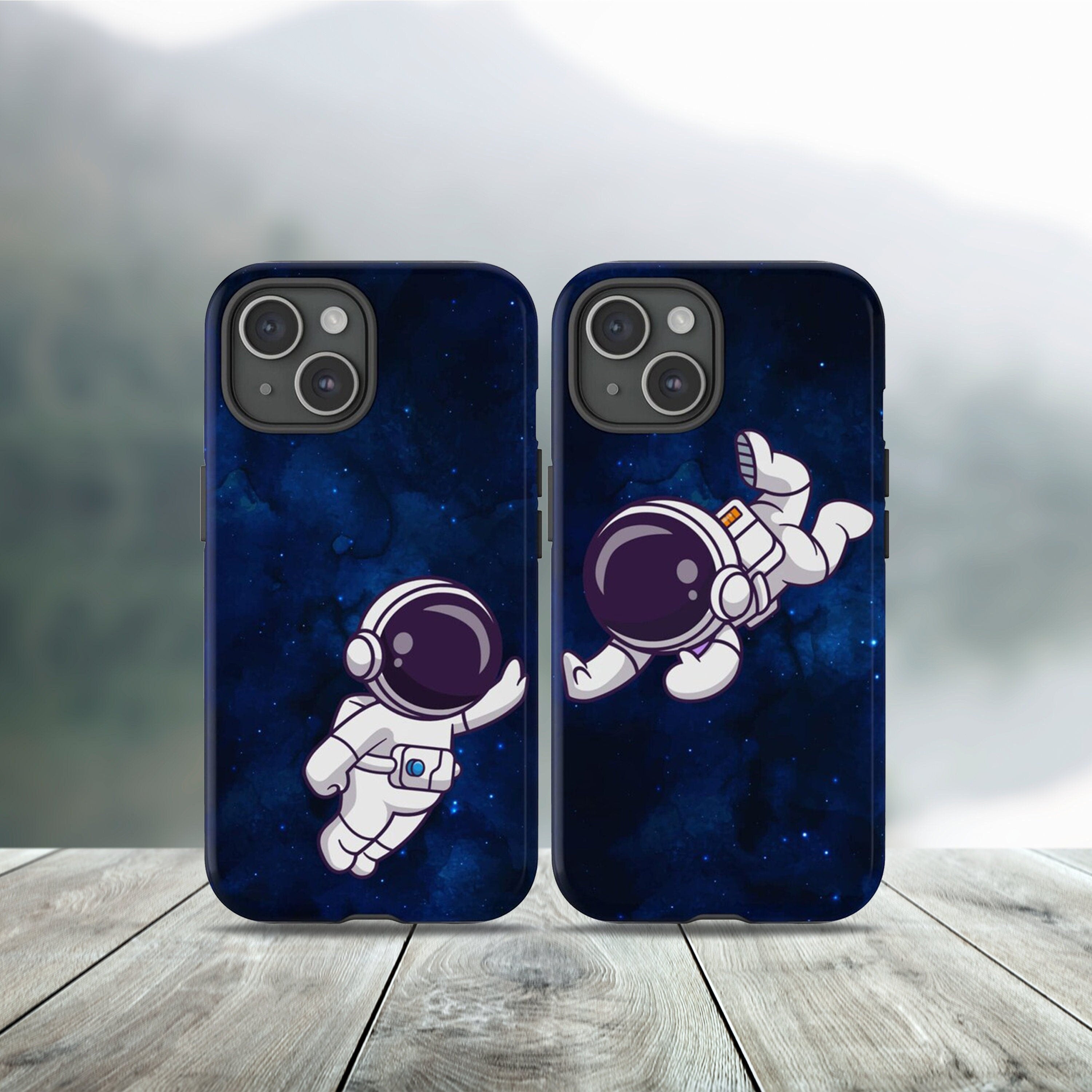 Astronaut Matching Phone Case for Couples, Spaceman Bride & Groom Cover, Galaxy Case for iPhone 16 15 14 13 12 11 XR Pro Max/Samsung Galaxy