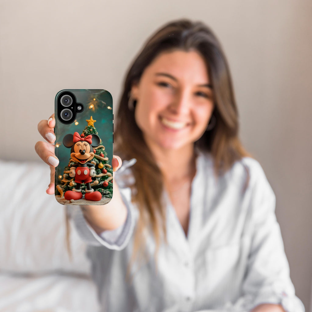 Disney Mouse 3D effect Phone Case, Cartoon Xmas 3D Design, Mouse Christmas Phone Case for iPhone 16 15 14 Magsafe, Samsung S24, 442.2