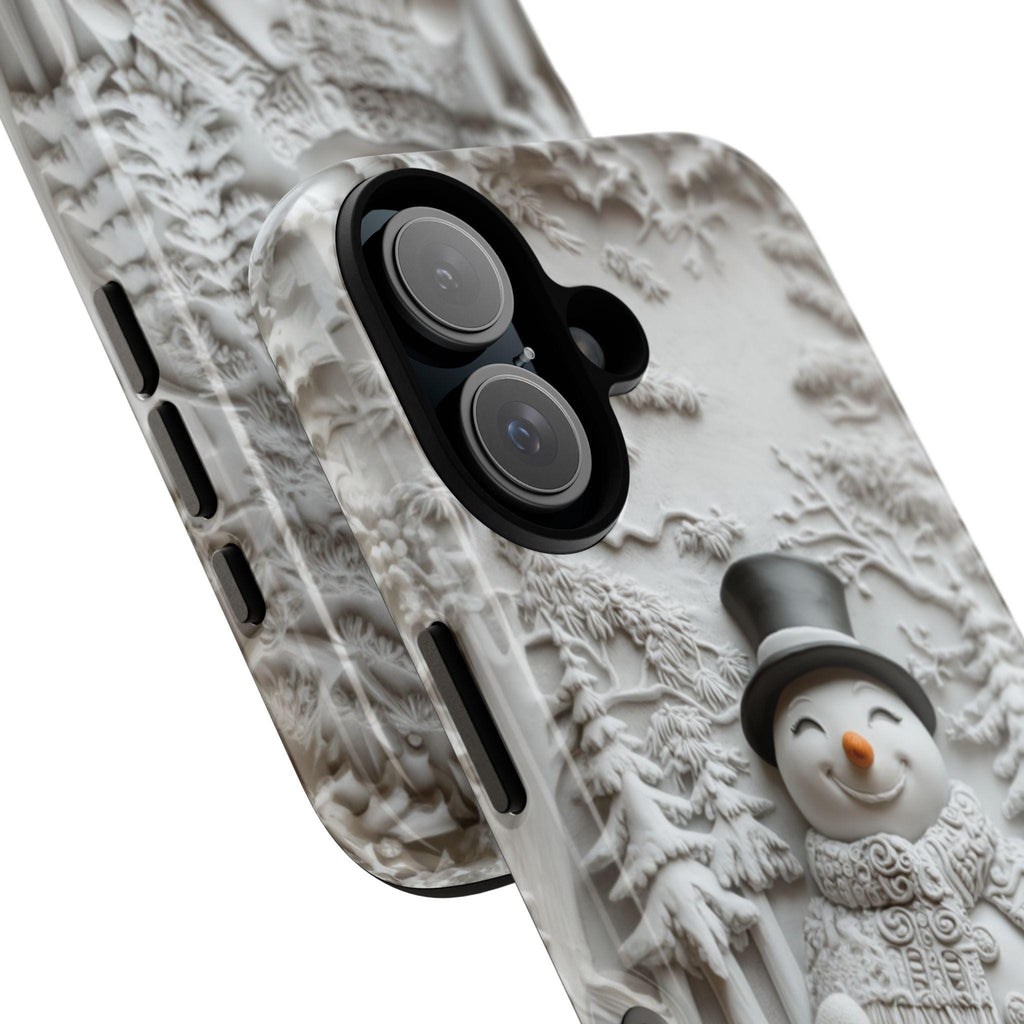 Snowman Winter Wonderland Phone Case, 3D Winter Landscape MagSafe for iPhone 16 15 14 13 12 Pro Max Plus, Samsung S25 Ultra, Pixel 9, 433.2