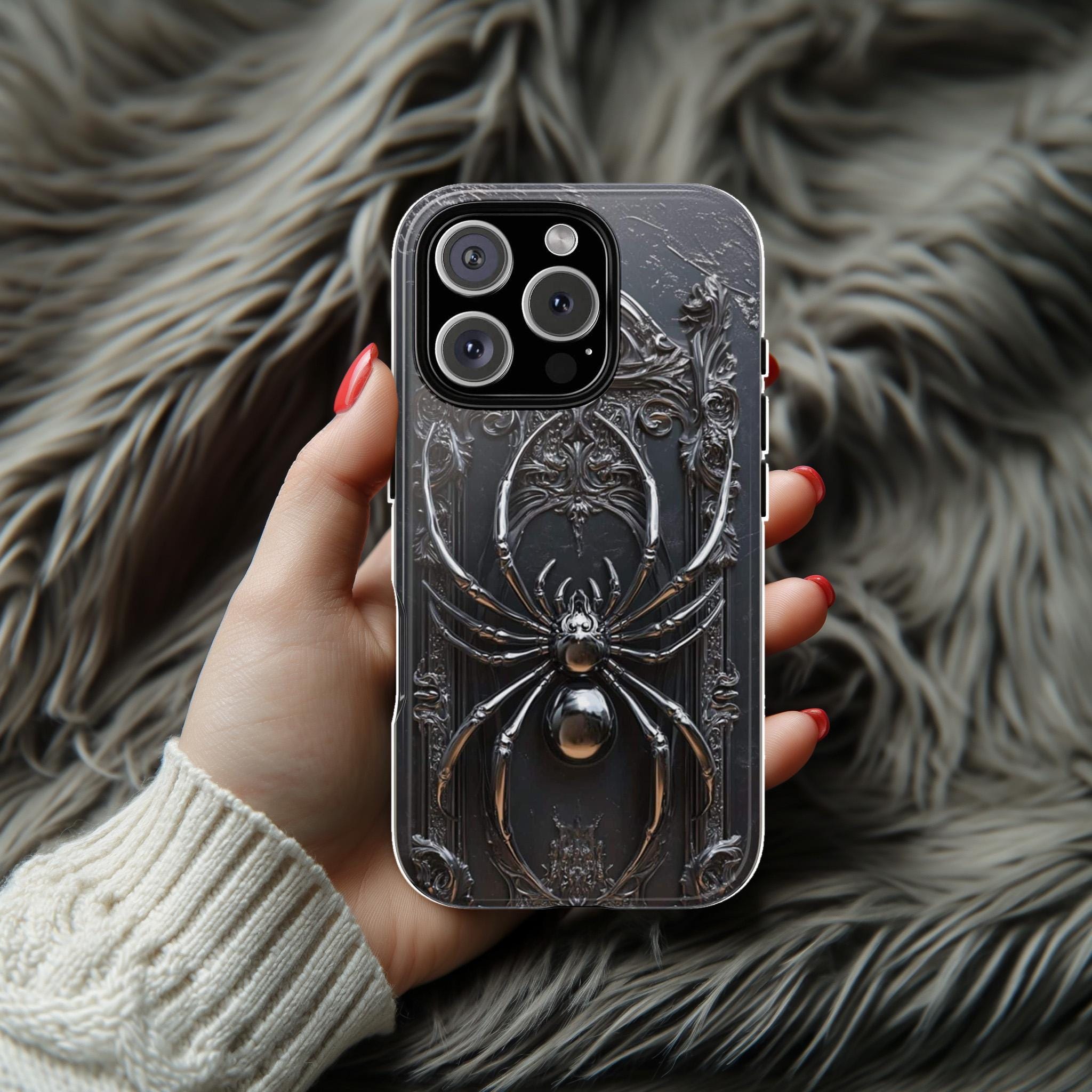 3D Dark Gothic Fantasy Spider Phone Case, Mystical Aesthetic Phone Cover for iPhone 16 15 14 13 Pro Magsafe Samsung Galaxy S24, 465.1