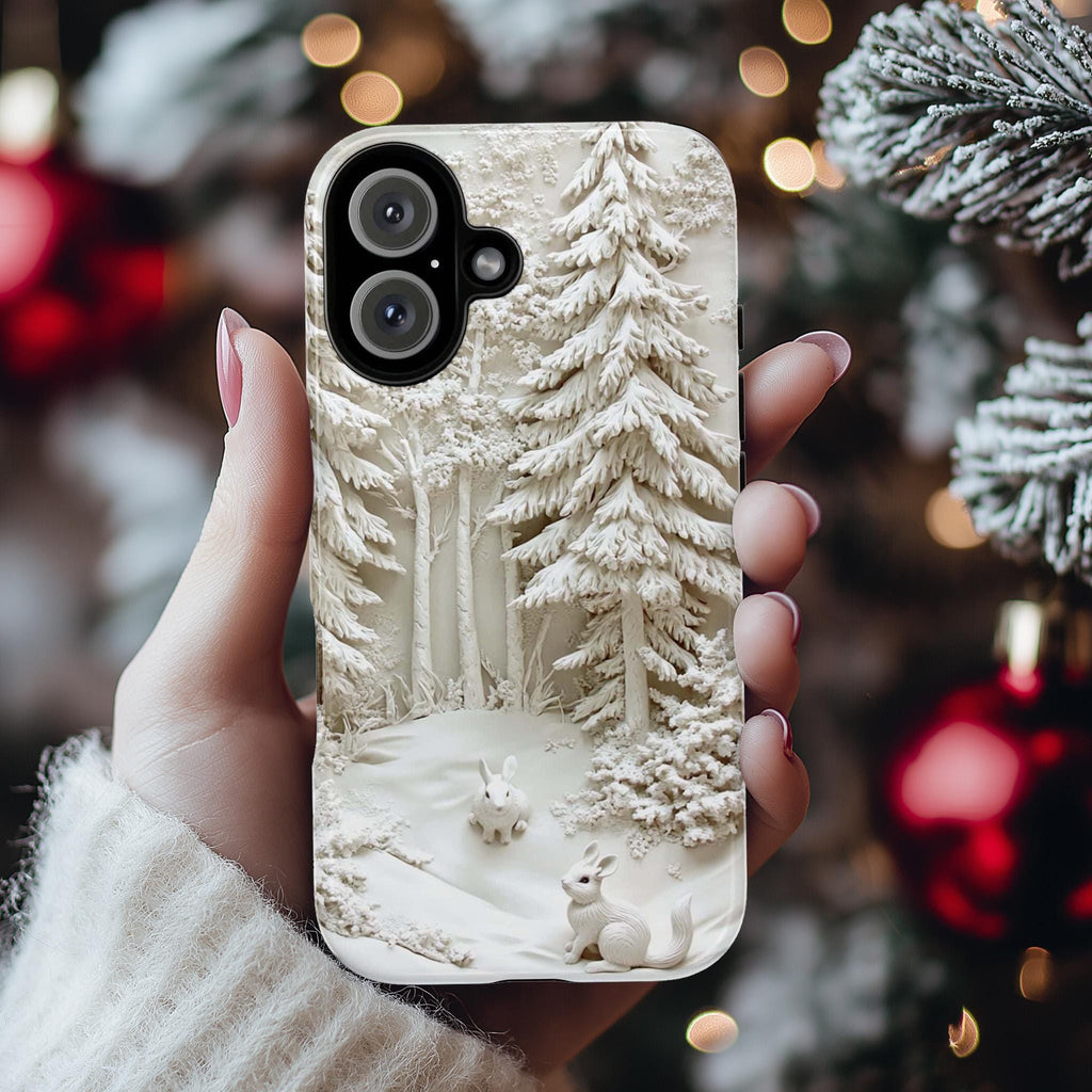 Winter Wonderland Rabbit Phone Case, 3D Snowy Forest MagSafe for iPhone 16 15 14 13 12 Pro Max Plus, Samsung S24 Ultra, Pixel 8, 433.10