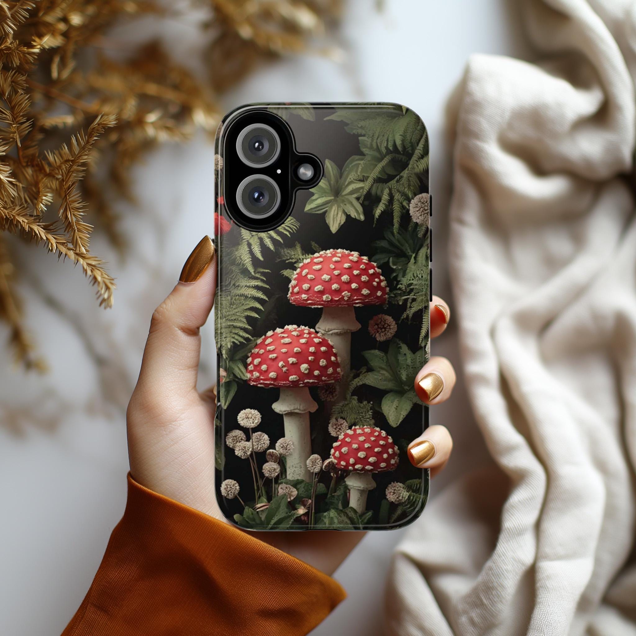 Mushrooms Woodland Design | Nature Lovers Cover, Botanical Phone Case for iPhone 17 16 15 Tough or Magsafe, Samsung, 482.3