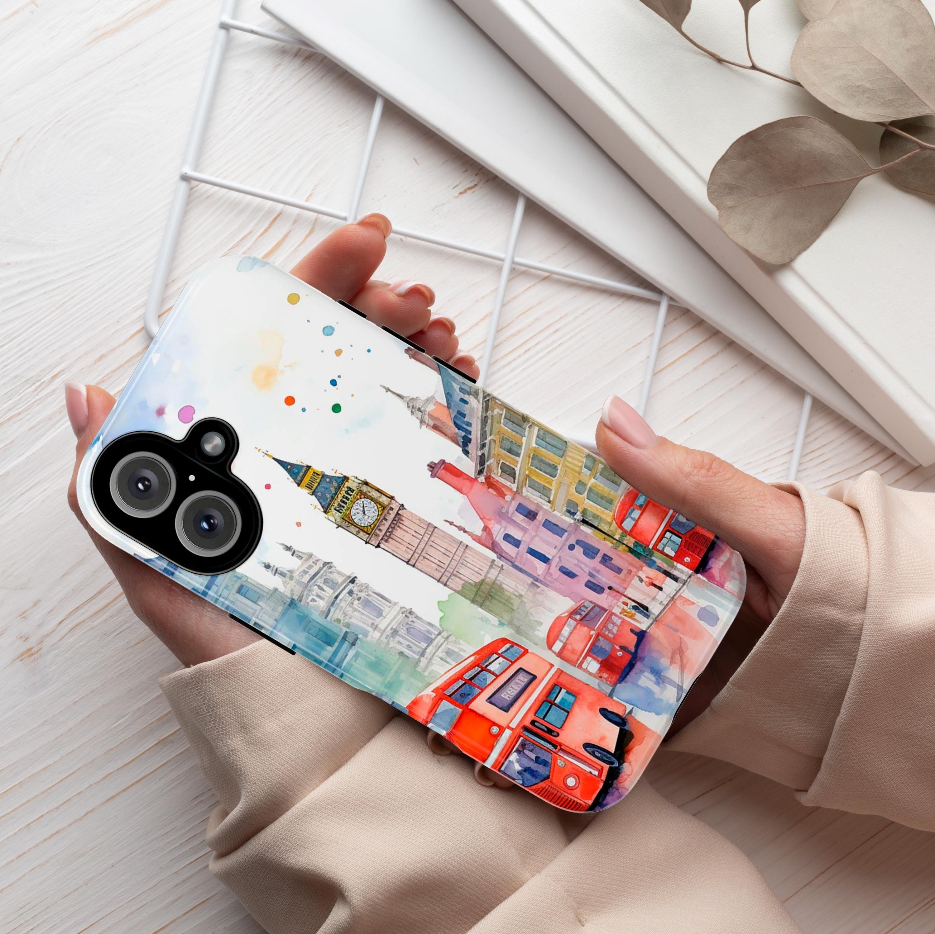 London Building Phone Case, Happy London Phone Case, English City Phone Cover for iPhone 16 15 14 13 Pro Max Plus/Samsung S25, 187.1