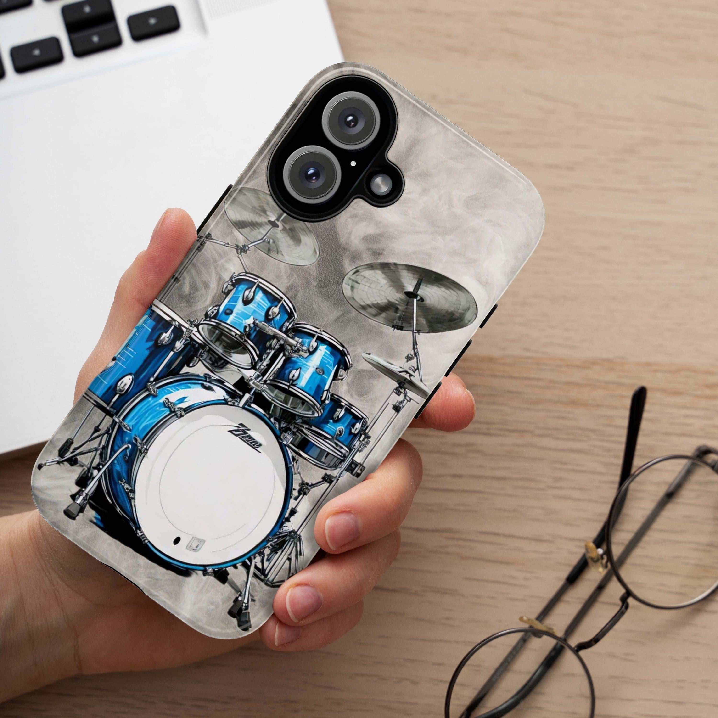 Music Drum iPhone Case, Drum Lover Gift, Instrument Drum Aesthetic Phone Cover for iPhone 16 15 14 13 Pro Max Plus / Samsung S25, 171.1
