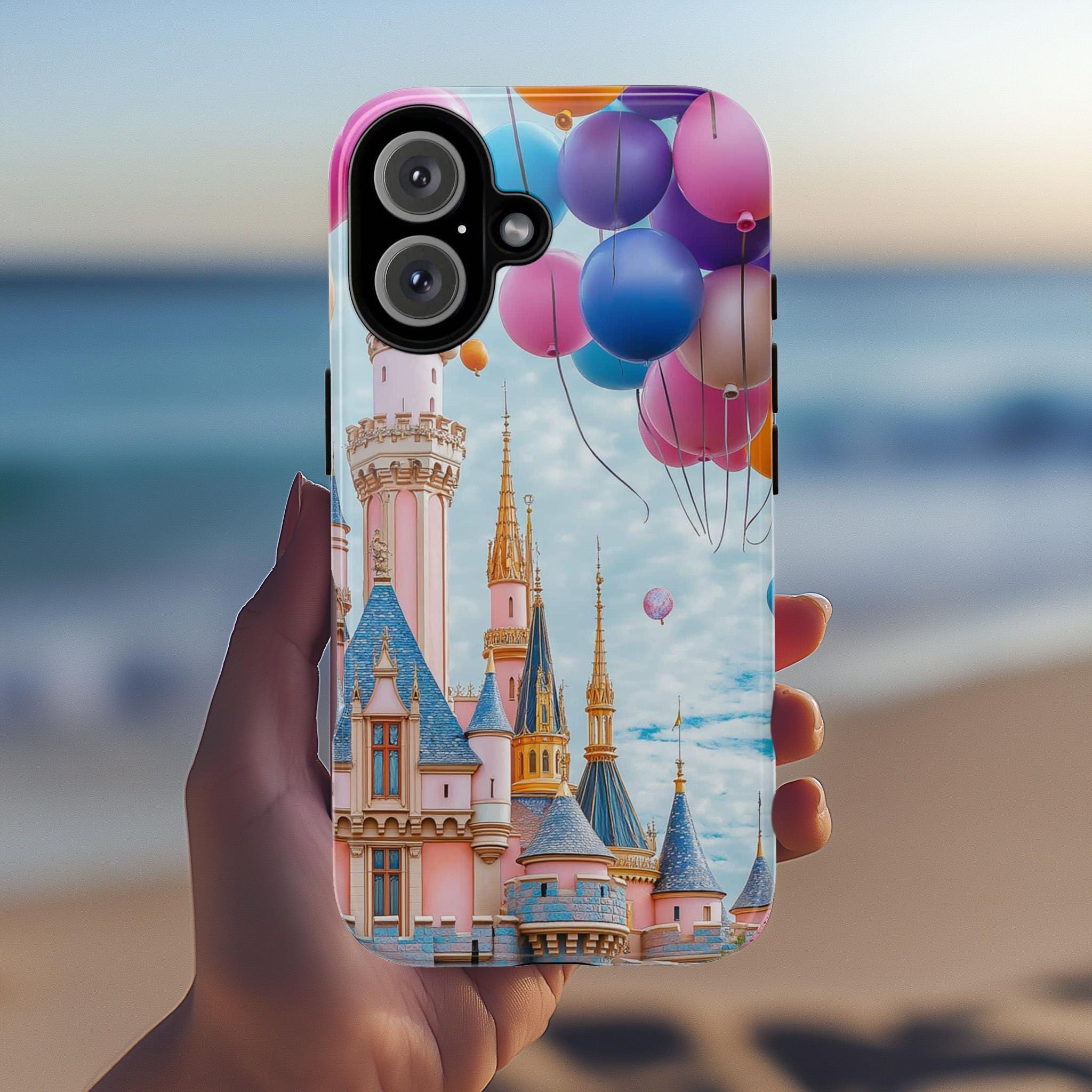 Disneyland & Ballons 3D Phone Case, Colorful Design Disneyland Lovers Case for iPhone 16 15 14 13 Pro Max Plus Magsafe, Samsung S24, 442.35