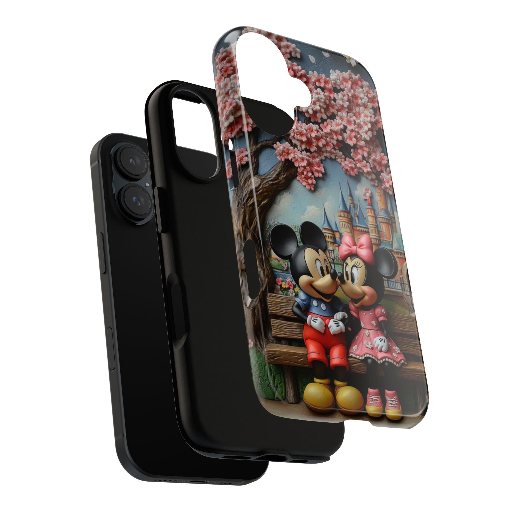 Japanese Cherry Blossom Mickey Minnie Phone Case, 3D Tokyo Disneyland Phone Cover for iPhone 16, 15, 14 Tough or Magsafe, Samsung, 442.45