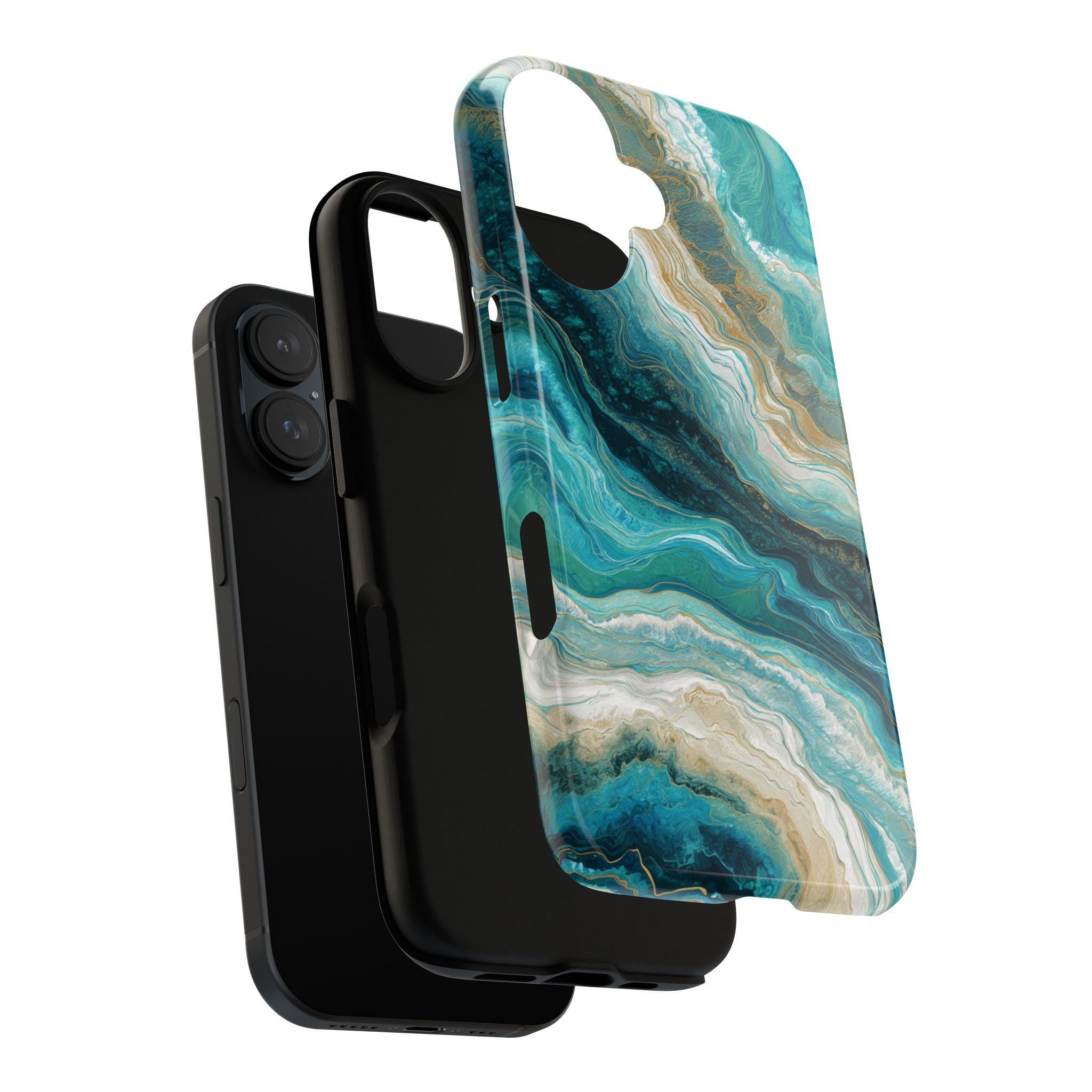 Elegant Bold Marble Phone Case in Blue Teal Tones, Stylish Protective Cover for iPhone and Android, Chic Modern Aesthetic Accessory, 479.3