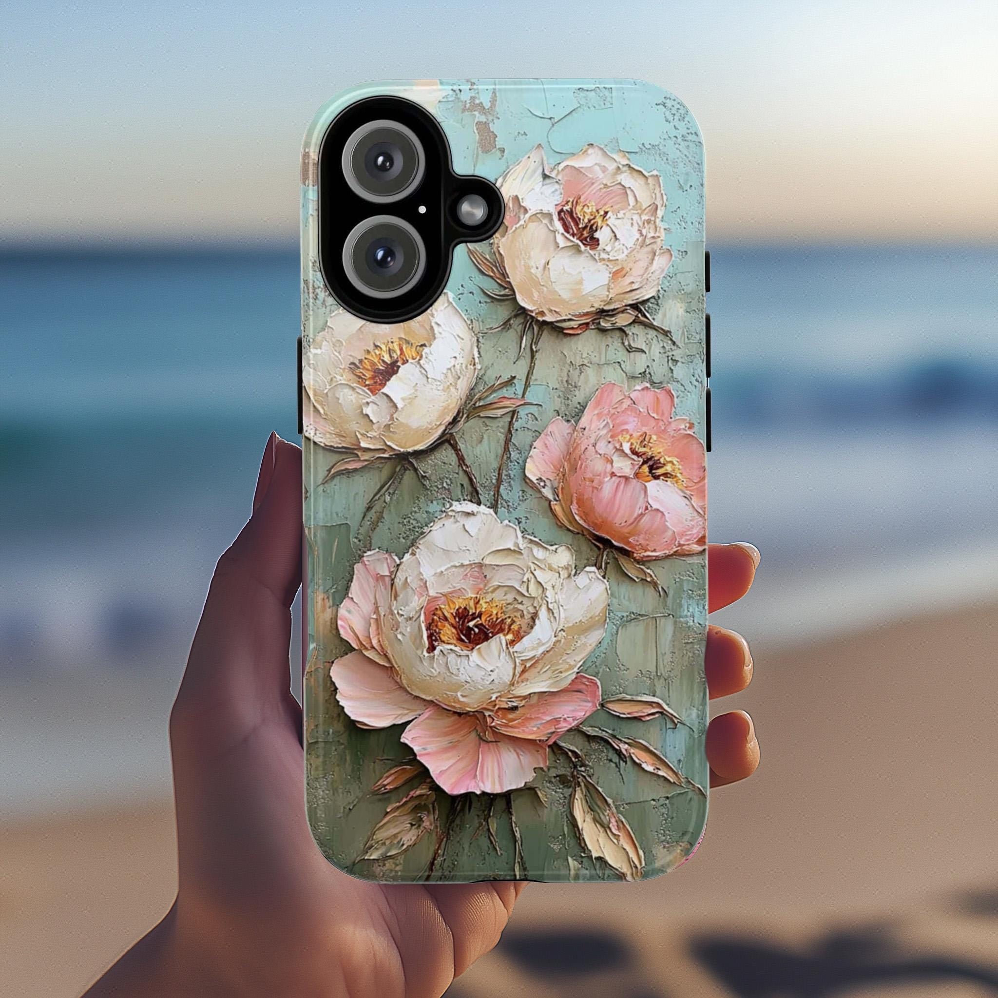 Pastel Flowers Art Phone Case, Hand-Painted Floral Design, Romantic Blossom Phone Cover for iPhone 16 15 14 13, Samsung S25 Ultra, 428.11