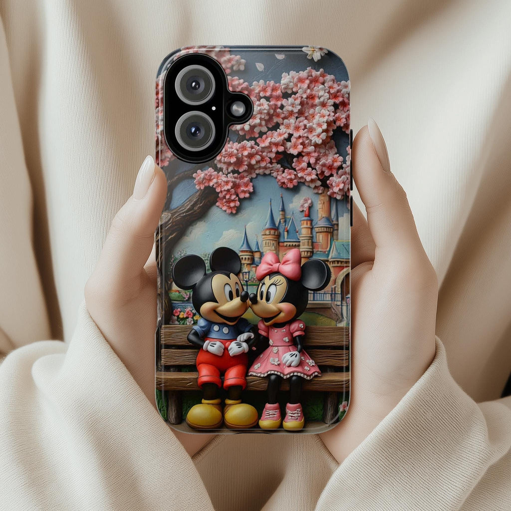 Japanese Cherry Blossom Mickey Minnie Phone Case, 3D Tokyo Disneyland Phone Cover for iPhone 16, 15, 14 Tough or Magsafe, Samsung, 442.45