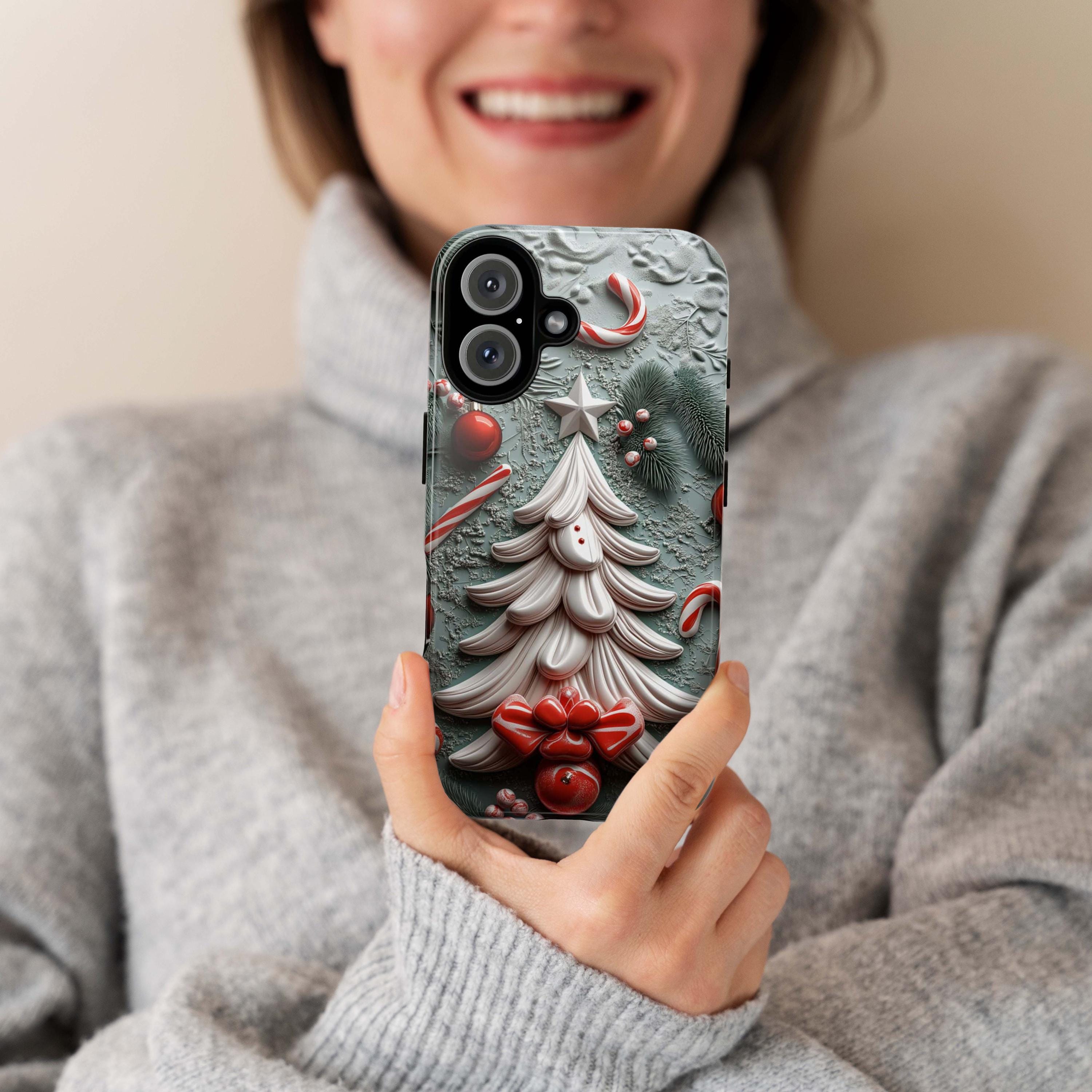 3D Christmas Tree Phone Case, Festive Xmas Design Cute Christmas Phone Cover, Xmas Gift for iPhone 16 15, Samsung Galaxy, 433.21