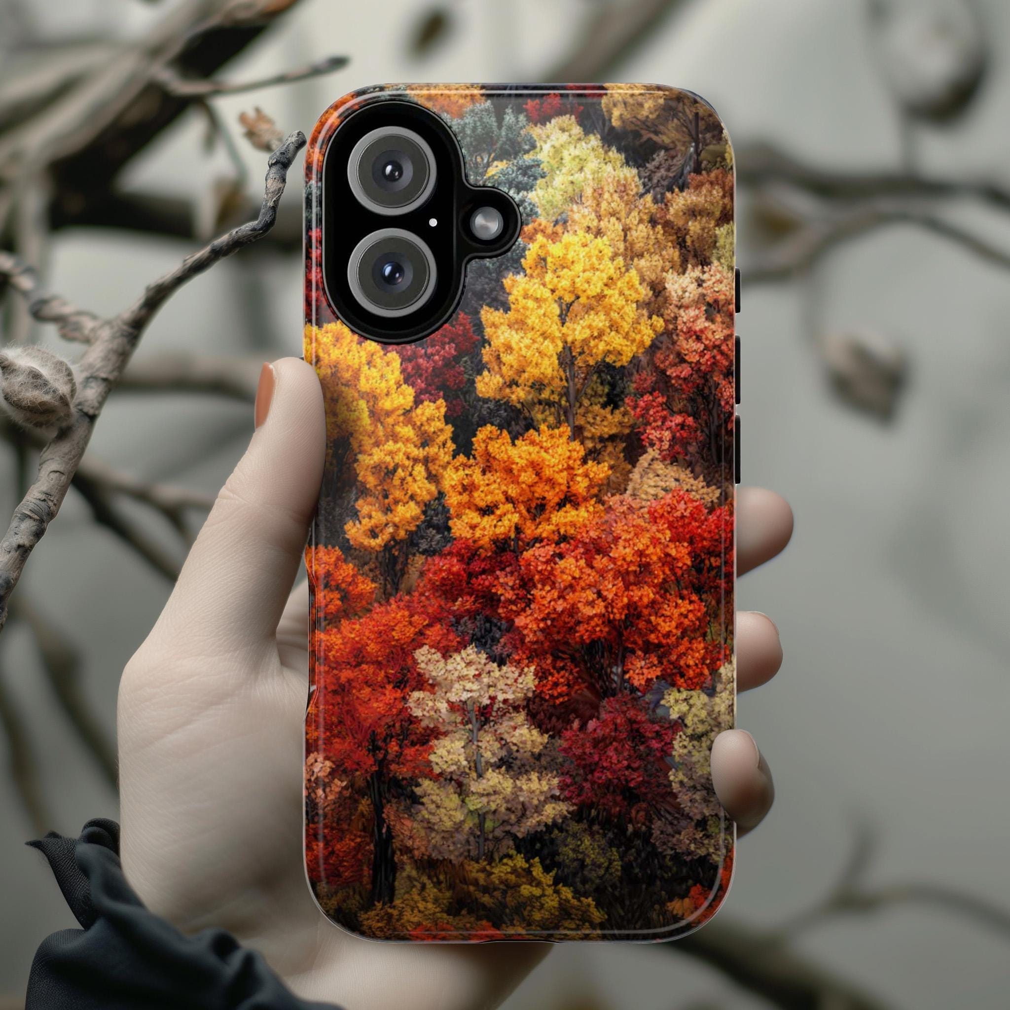 Colorful Forest Phone Case, Vibrant Trees Art Cover, Botanical Lover Gift Phone Case for iPhone 16 15 14 Magsafe, Samsung S25, 459.5