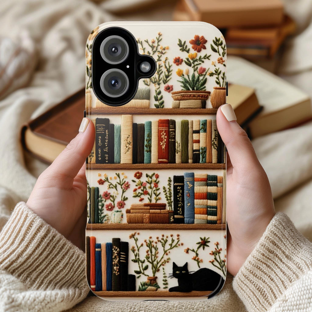 Botanical Floral and Books Phone Case for Book Lovers, Floral Design & Literary Aesthetic Case for iPhone Tough or Magsafe, Samsung, 423.25