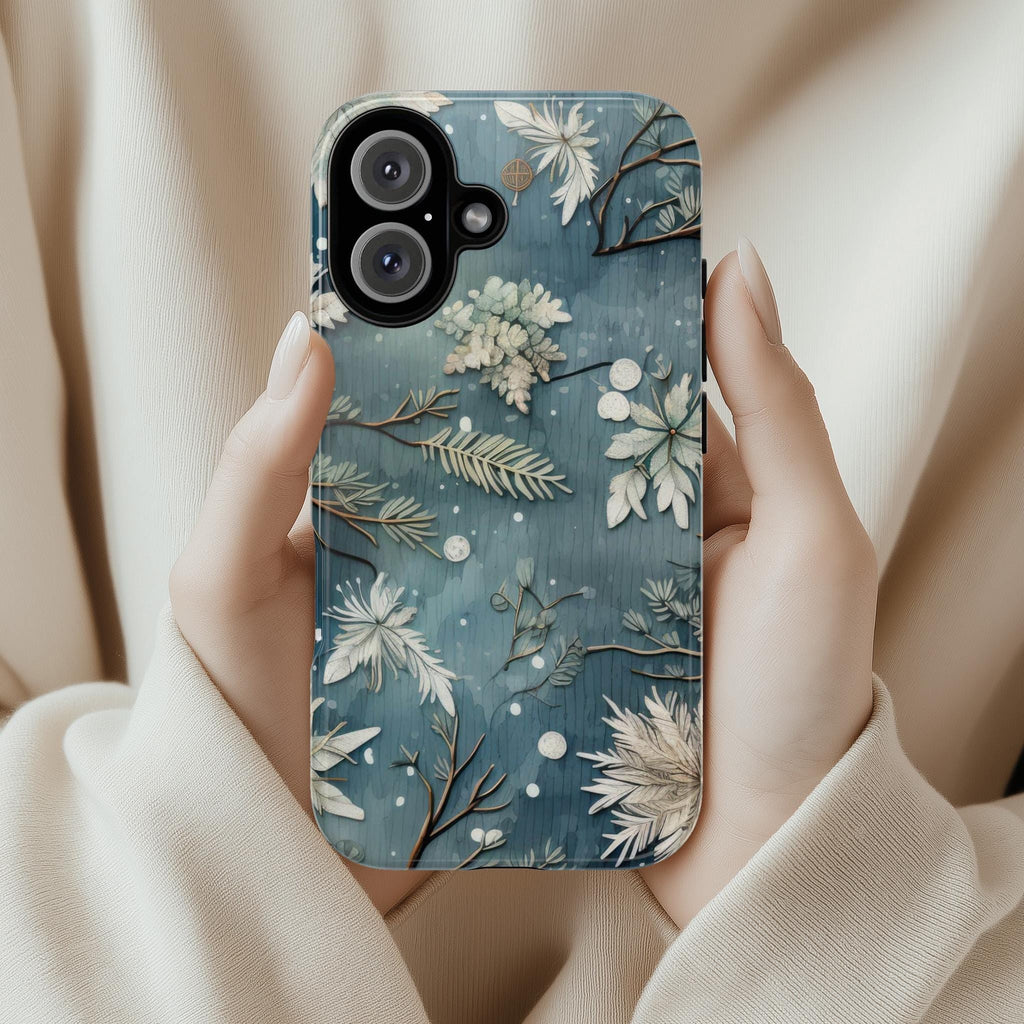 Winter Snowy Xmas iPhone Case, Holiday Winter Christmas Pattern Phone Cover for iPhone 15 14 13 12 11 8 Pro Max Plus, Galaxy S25, 411.11