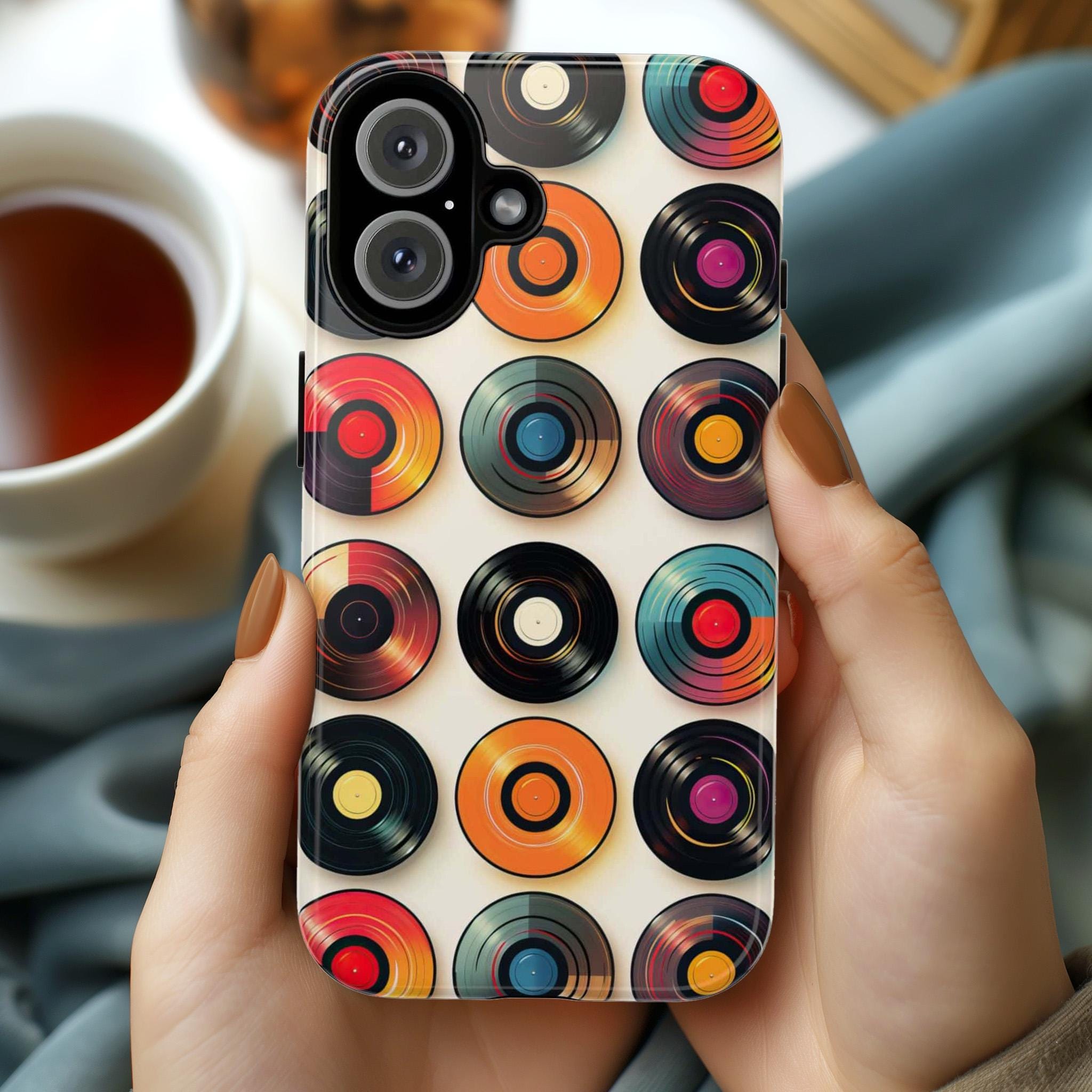 Retro Disco Vinyl Record Phone Case, Music Record Phone, Retro Party Cover for iPhone 16 15 14 13 Pro Max Plus /Samsung Galaxy S25, 317