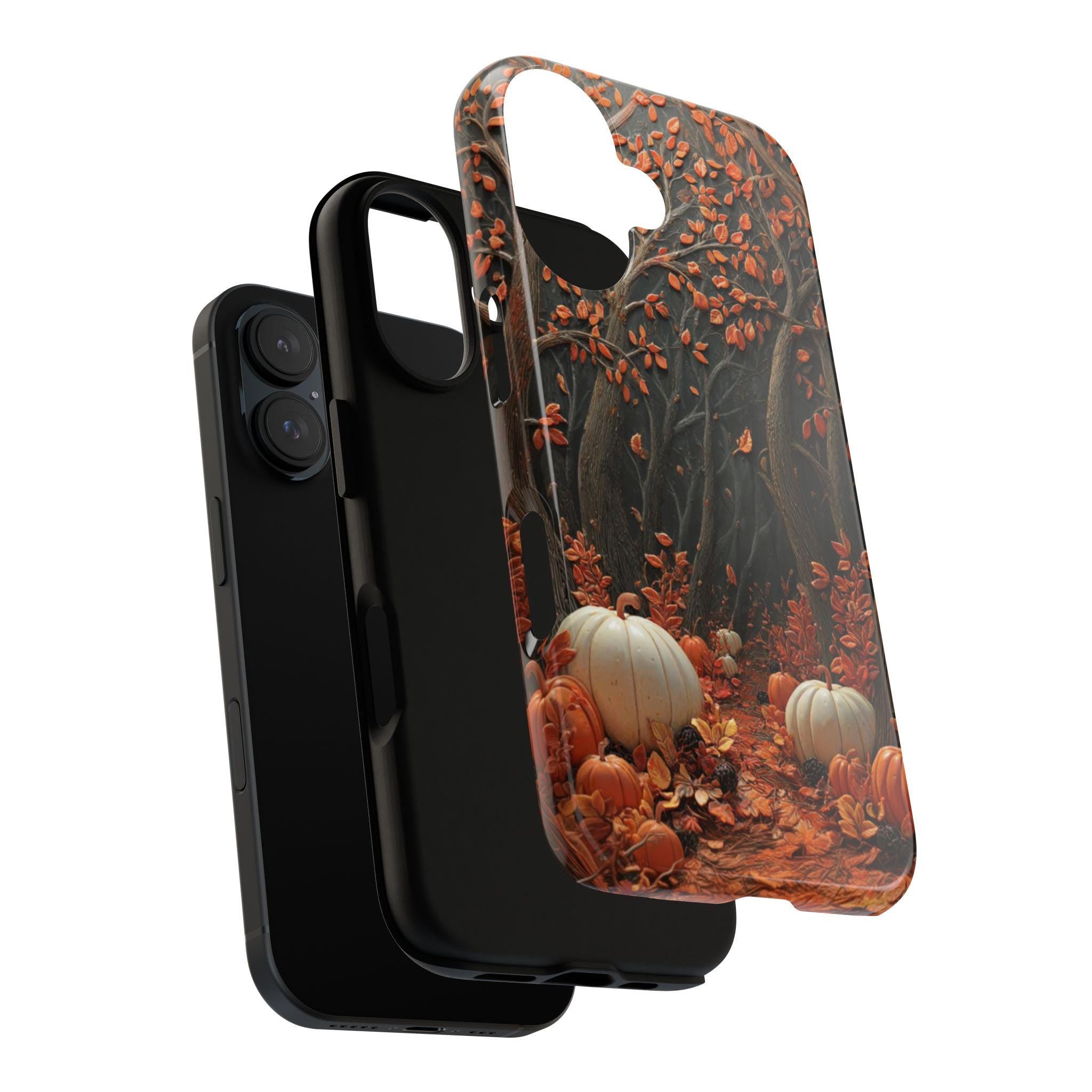 Autumn Woodland Pumpkin Phone Case | Cozy Seasonal Fall Forest Nature Cover for iPhone 16 15 Tough or Magsafe, Samsung, 475.29