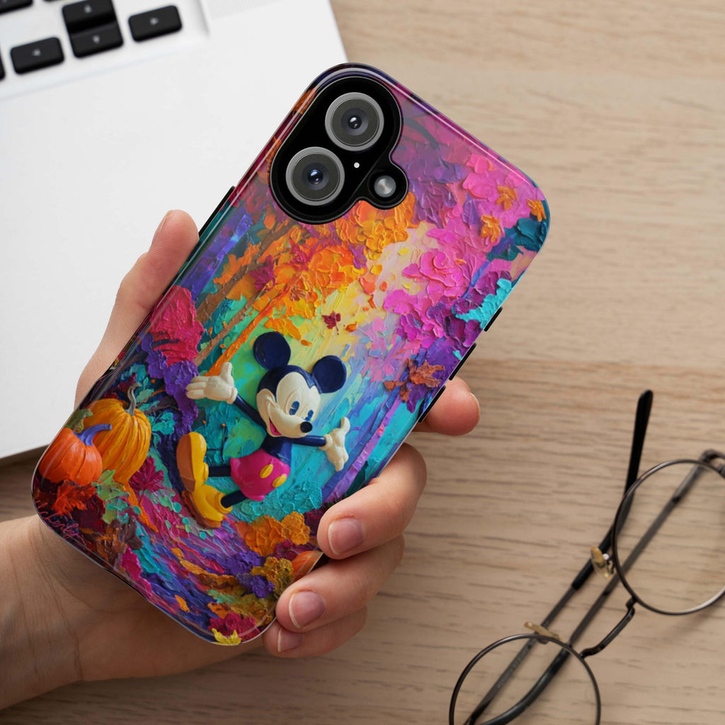 Mickey Mouse Autumn Forest Phone Case, Cozy Disney Cover with Pumpkins Fall Leaves for iPhone 17 16 Tough or Magsafe, Samsung, 442.56