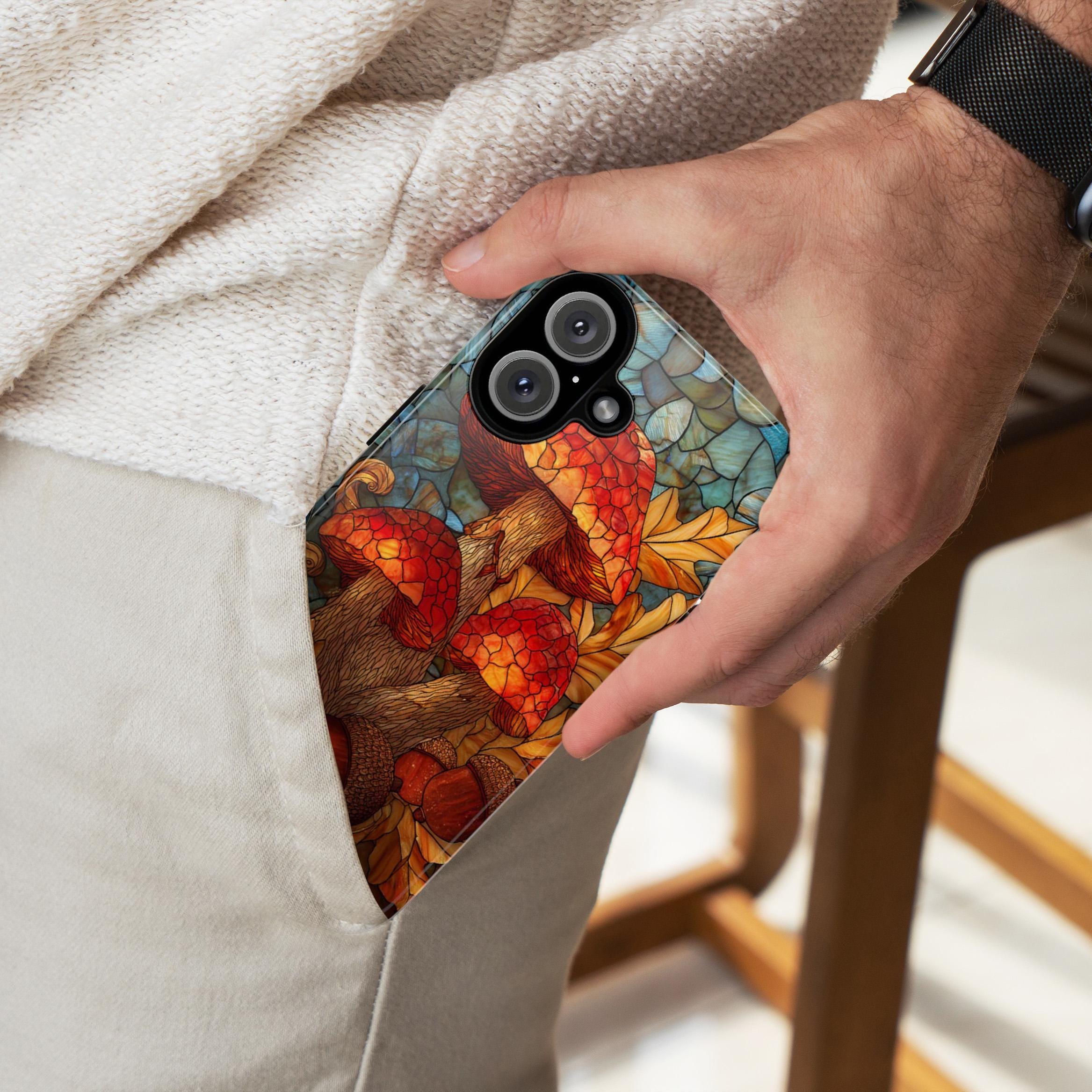 Stained Glass Mushroom Phone Case | Autumn Fall Forest Fungi Design, Cozy Woodland Cover for iPhone 16 15 Tough or Magsafe, Samsung, 478.11