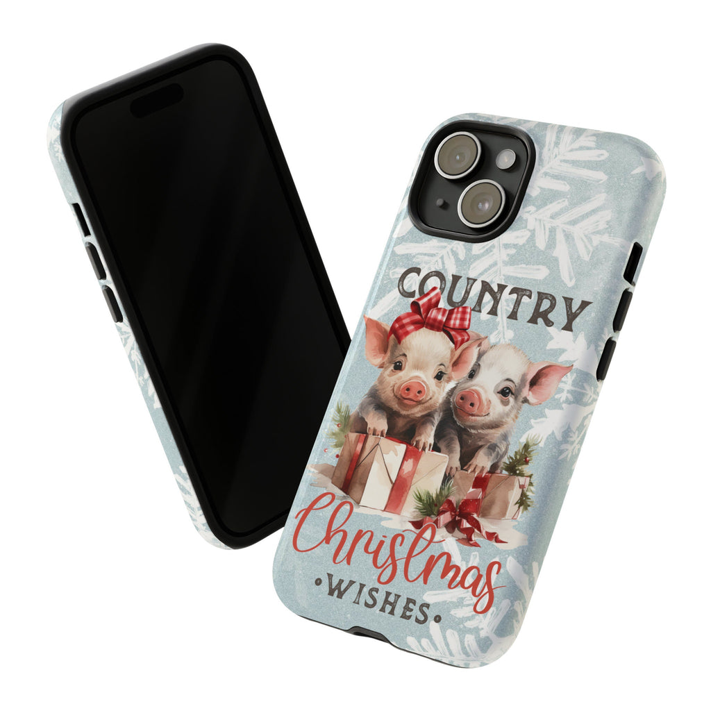 Xmas Country Pig Phone Case, New Year Pig Christmas Phone Case, Fortune Pig Cover for iPhone 16 15 14 Pro Max Plus/Samsung Galaxy 0190