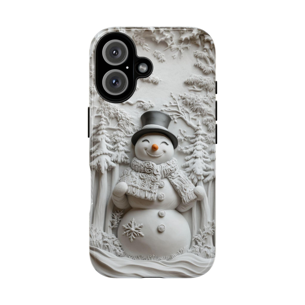 Snowman Winter Wonderland Phone Case, 3D Winter Landscape MagSafe for iPhone 16 15 14 13 12 Pro Max Plus, Samsung S25 Ultra, Pixel 9, 433.2