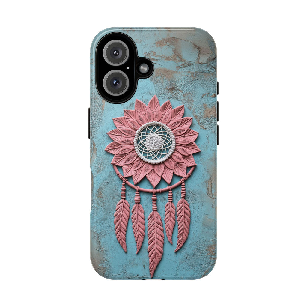 Pastel Pink and Blue Dreamcatcher Phone Case, 3D Art Design, Boho Chic Protective Cover for iPhone 16, 15, Samsung Galaxy S24, 439.20