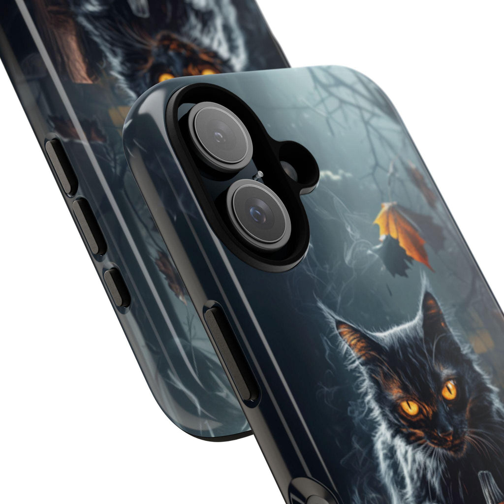Black Cat and Pumpkin in Dark Night Phone Case, Halloween Lover Gift for iPhone 16 Pro Max 15 14 13 Plus, Samsung S25 ultra, 425.1