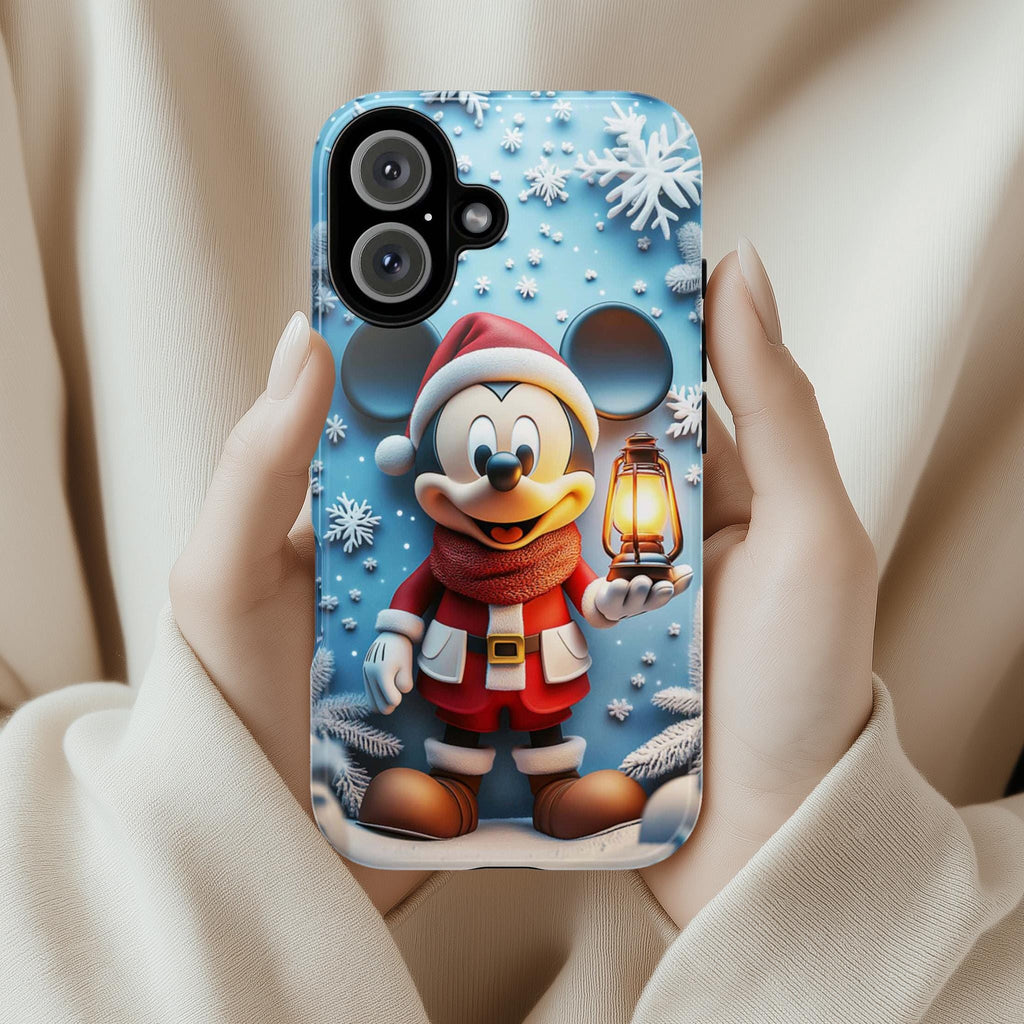 Christmas Santa Mickey Mouse 3D effect Phone Case, Cartoon Design, Mickey Xmas Phone Case for iPhone 16 15 14 Magsafe, Samsung S24, 442.17