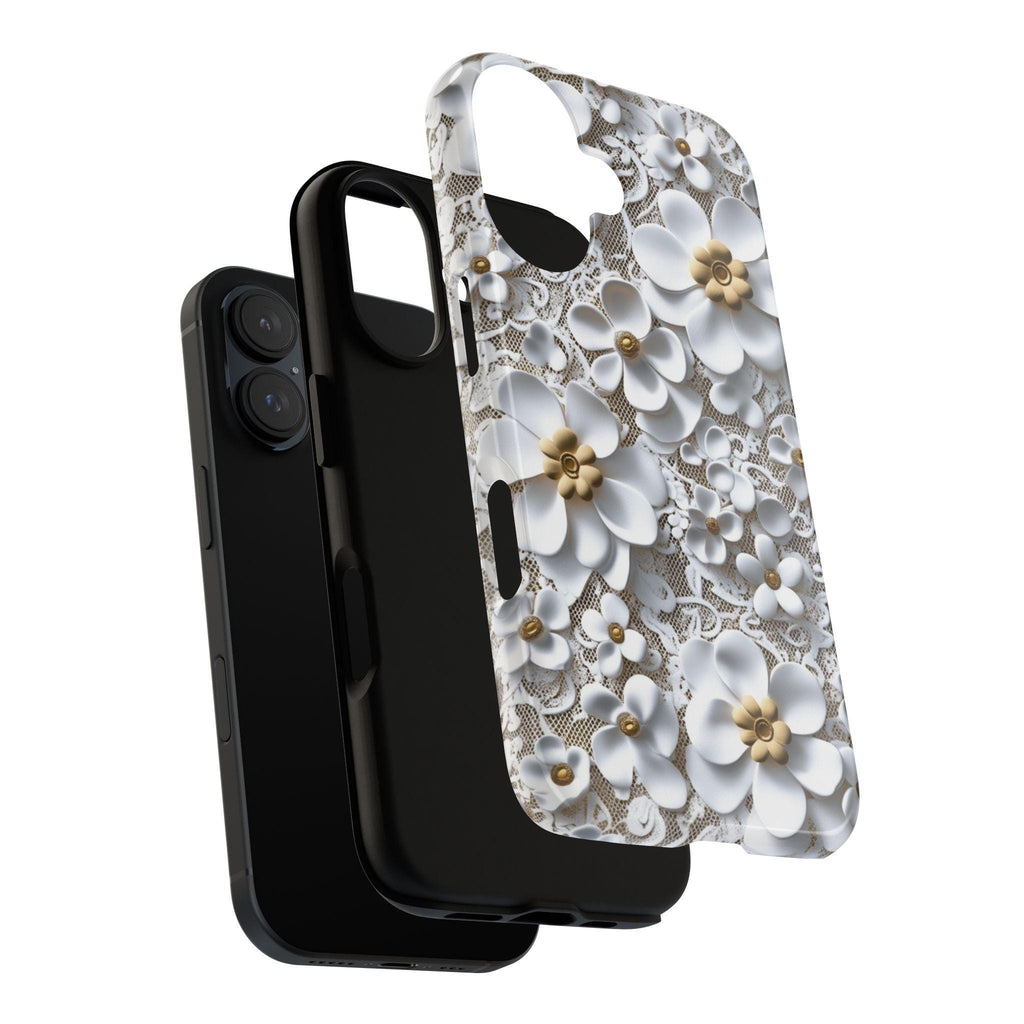 3D Effect Floral Lace Phone Case, Elegant Wedding Cover for Bride or Bridesmaid, Bridal Party Gift iPhone Tough or Magsafe, Samsung, 439.78