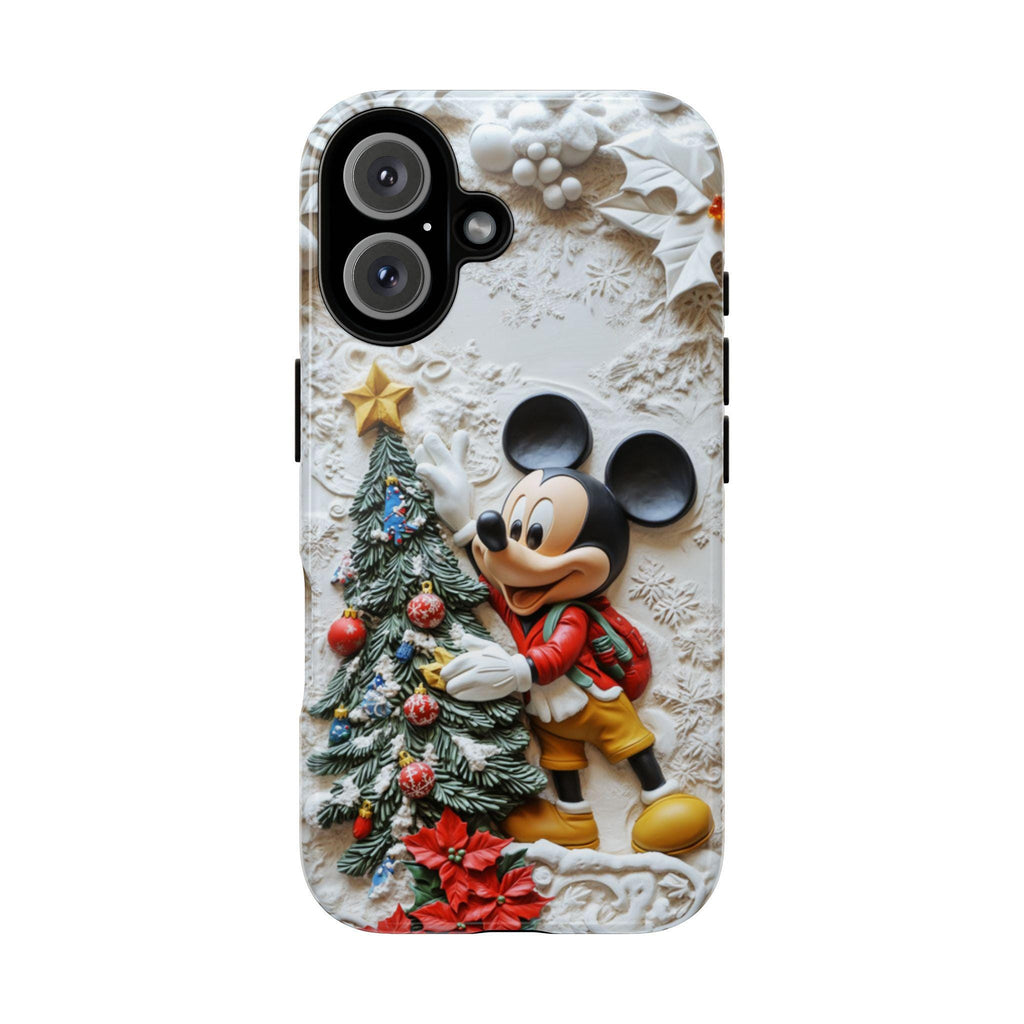 Xmas Mickey Mouse 3D effect Phone Case, Cartoon Design, Mickey Christmas Tree Phone Case for iPhone 16 15 Magsafe, Samsung S24, 442.12