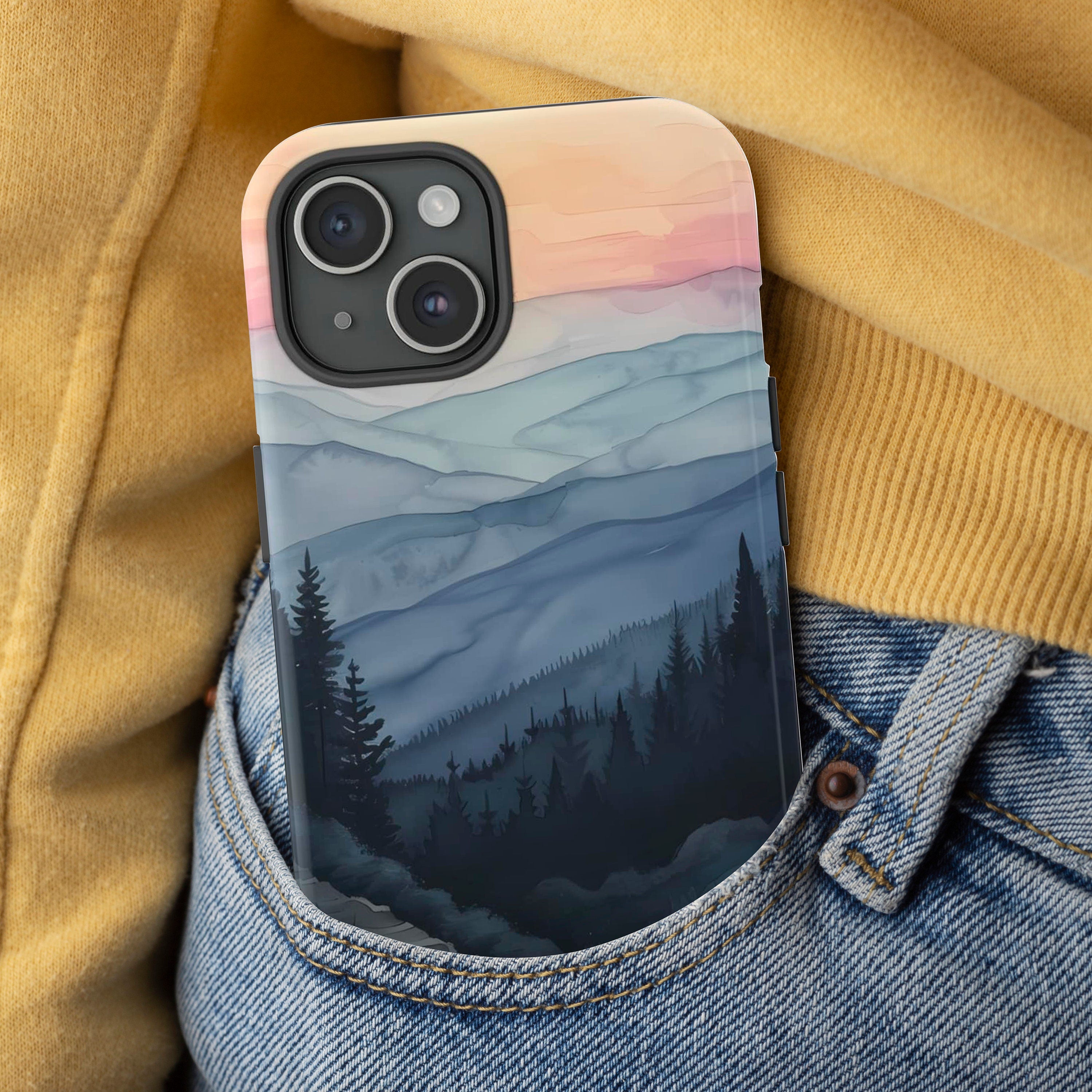 Forest Hiking Trail Phone Case, Pine Trees Mountains Phone Aesthetic Cover for iPhone 16 15 14 13 Pro Max Plus,Samsung Galaxy S25, 380.8