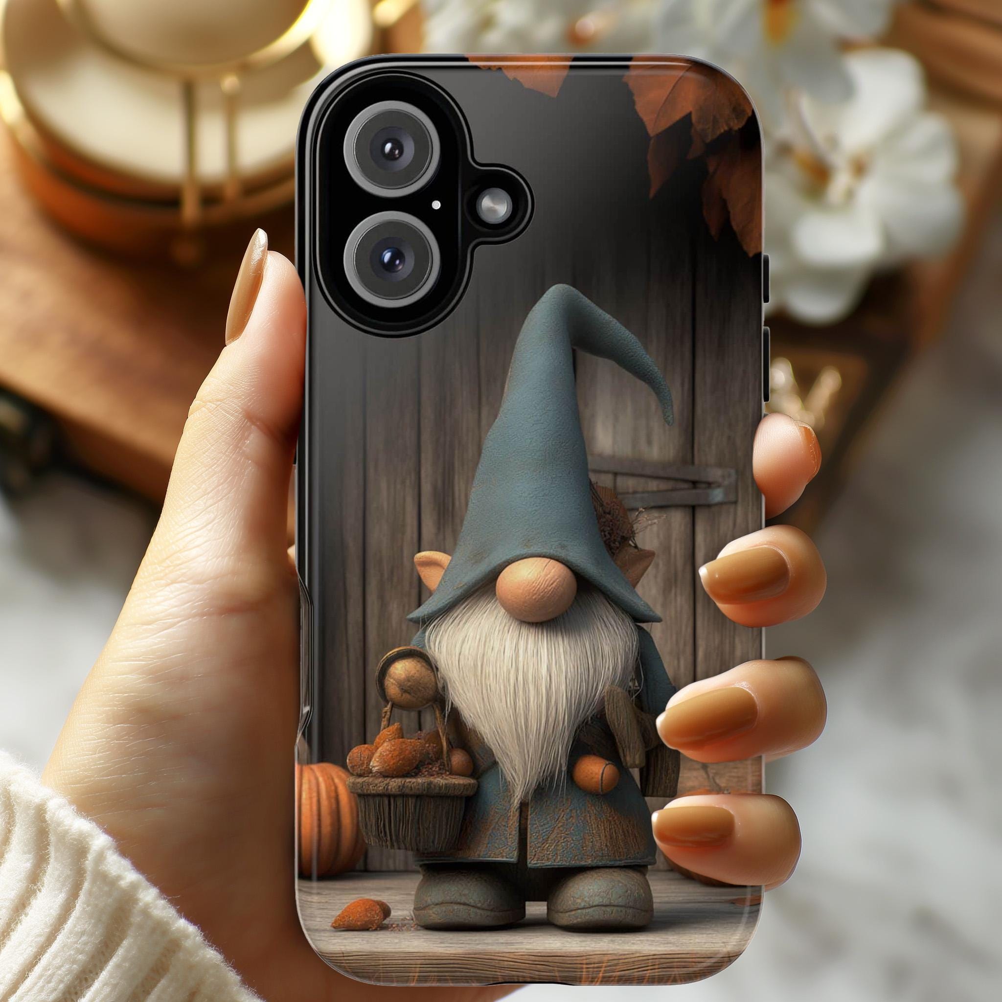 Cute Gnome Autumn Phone Case, Cozy Fall Pumpkins Design, Autumn Vibes Cover for iPhone 17 16 Tough or Magsafe, Samsung, 480.2