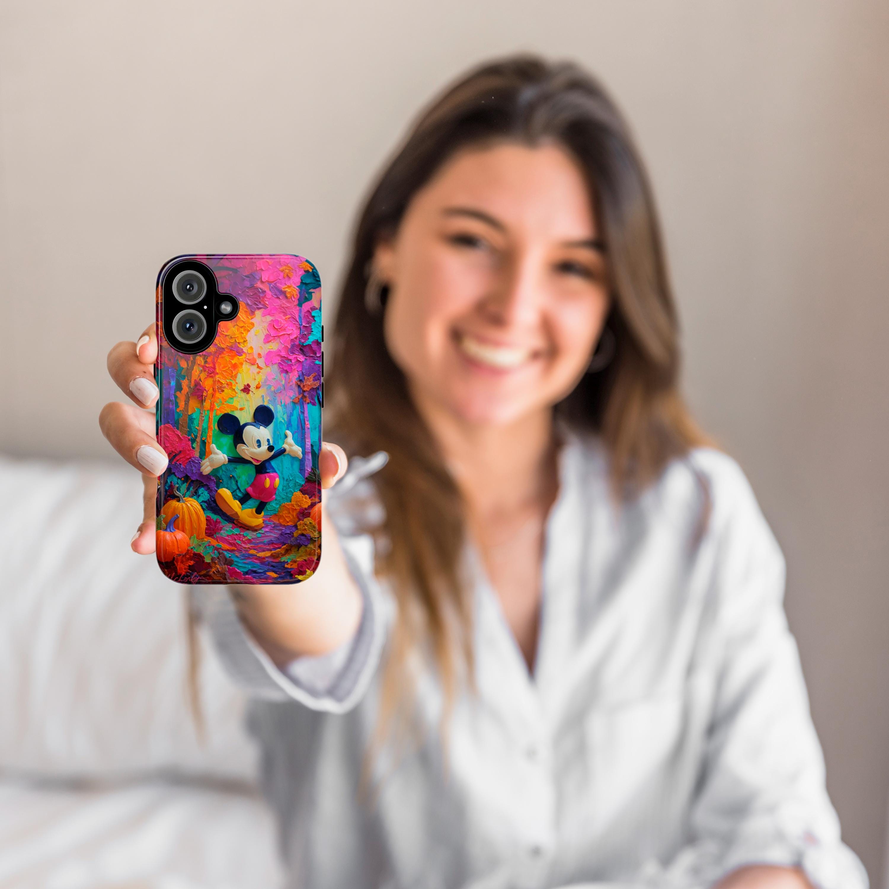 Mickey Mouse Autumn Forest Phone Case, Cozy Disney Cover with Pumpkins Fall Leaves for iPhone 17 16 Tough or Magsafe, Samsung, 442.56