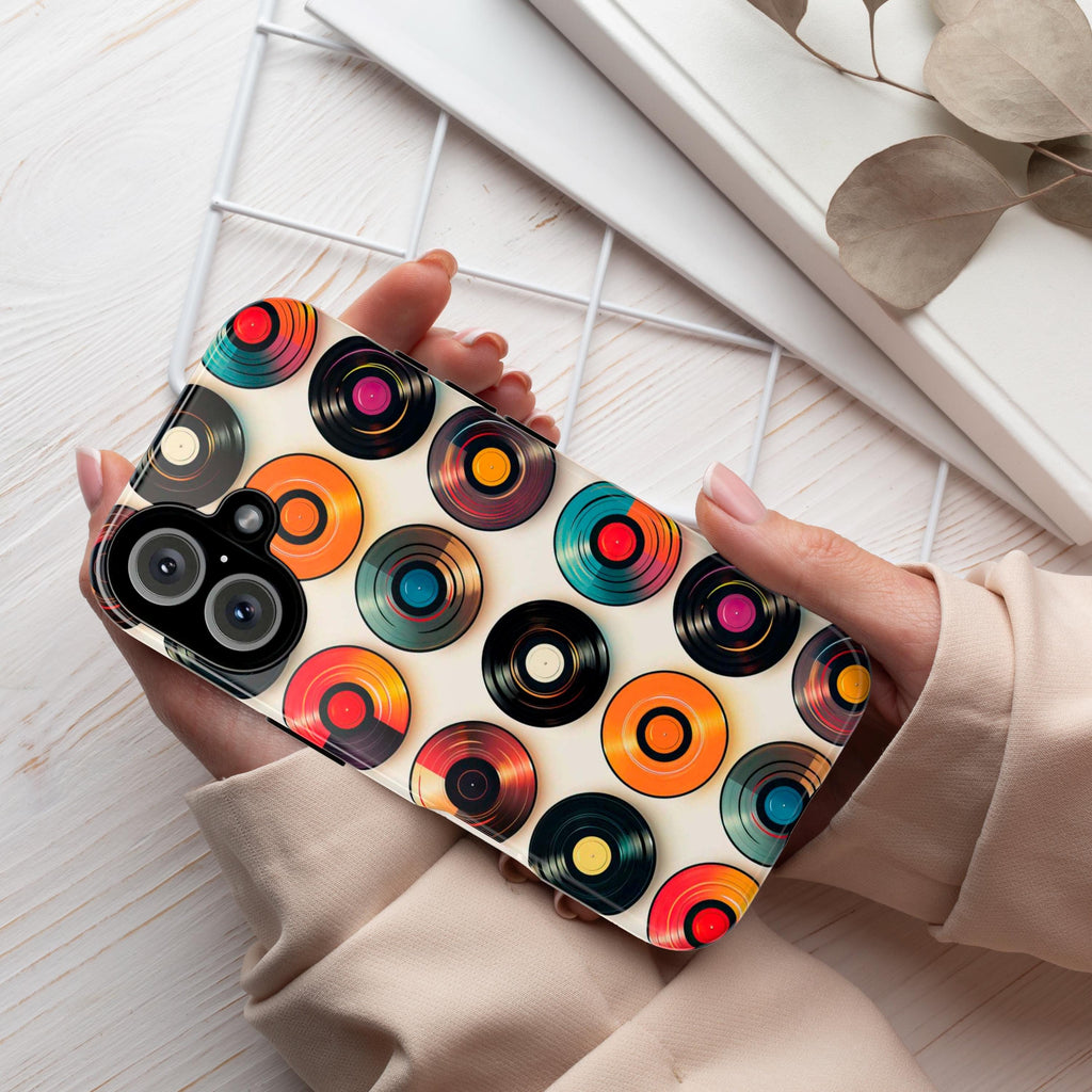 Retro Disco Vinyl Record Phone Case, Music Record Phone, Retro Party Cover for iPhone 16 15 14 13 Pro Max Plus /Samsung Galaxy S25, 317