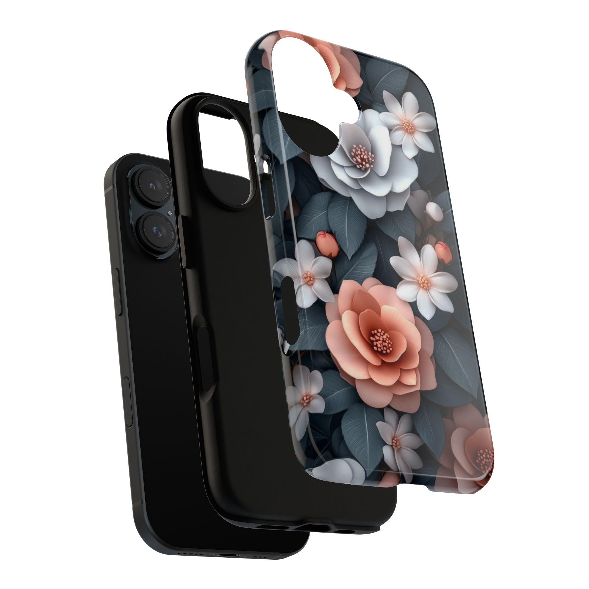 3D effect Floral Phone Case, Flower Design Protective Cover, Botanical Art Case for Nature Lovers iPhone Tough or Magsafe, Samsung, 439.42