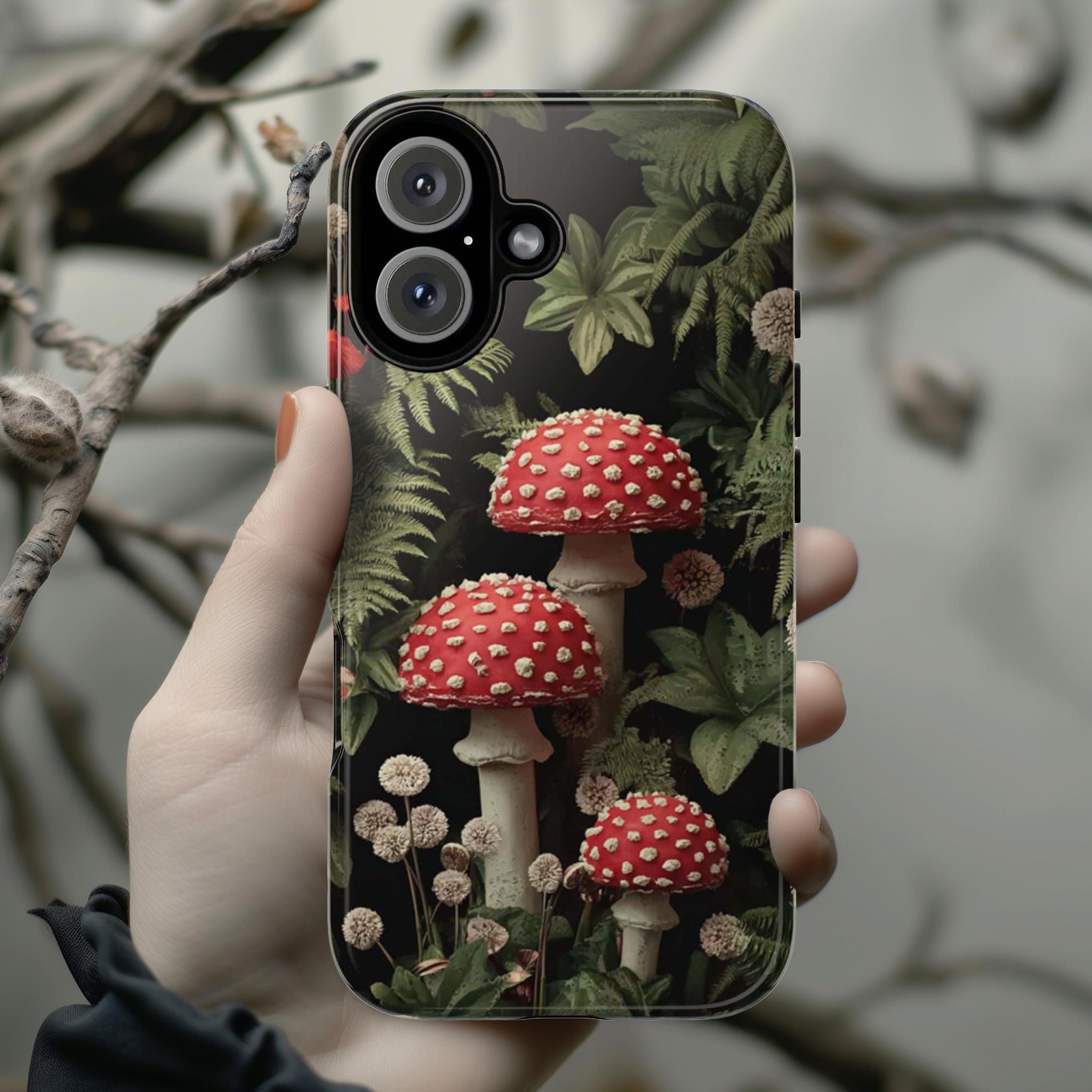 Mushrooms Woodland Design | Nature Lovers Cover, Botanical Phone Case for iPhone 17 16 15 Tough or Magsafe, Samsung, 482.3