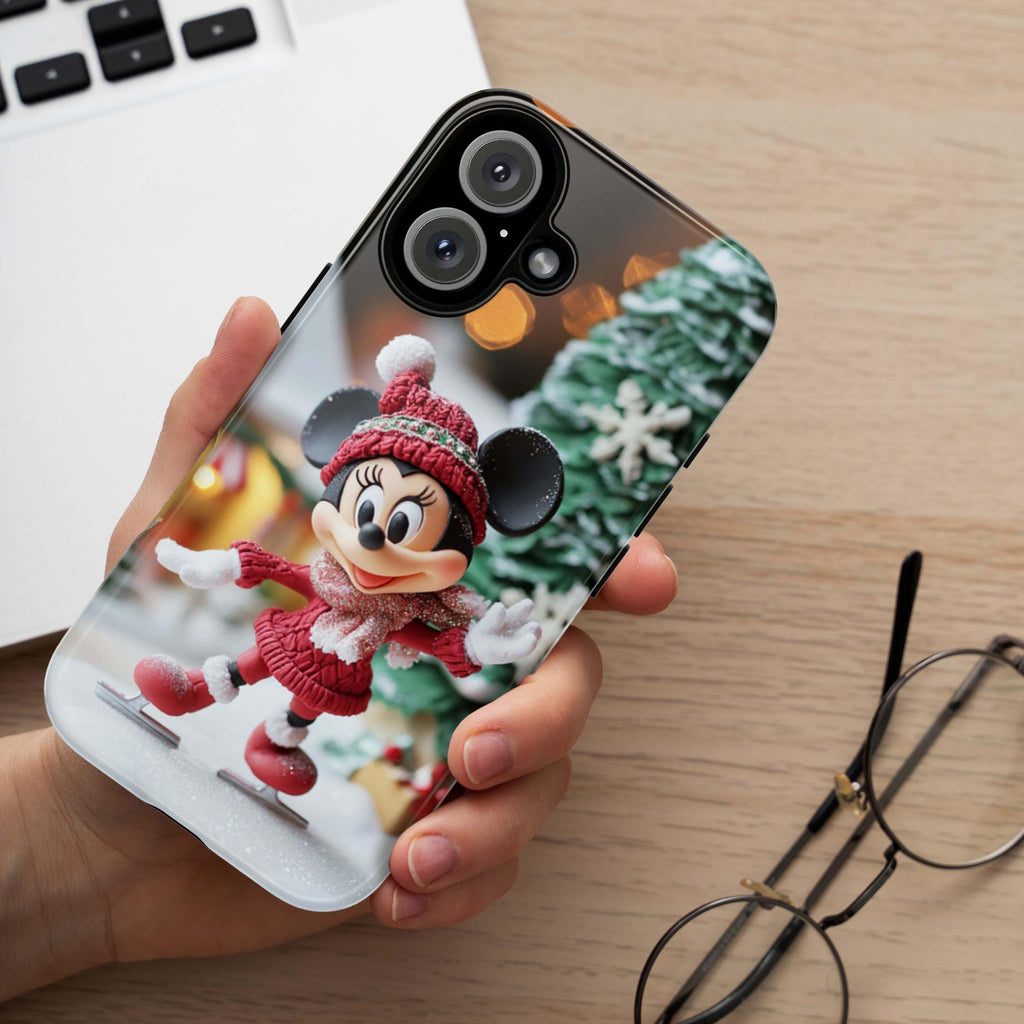 Christmas Minnie Mouse 3D effect Phone Case, Cartoon Xmas 3D Design, Disney Christmas Phone Case for iPhone 16 15 14, Samsung S24, 442.13