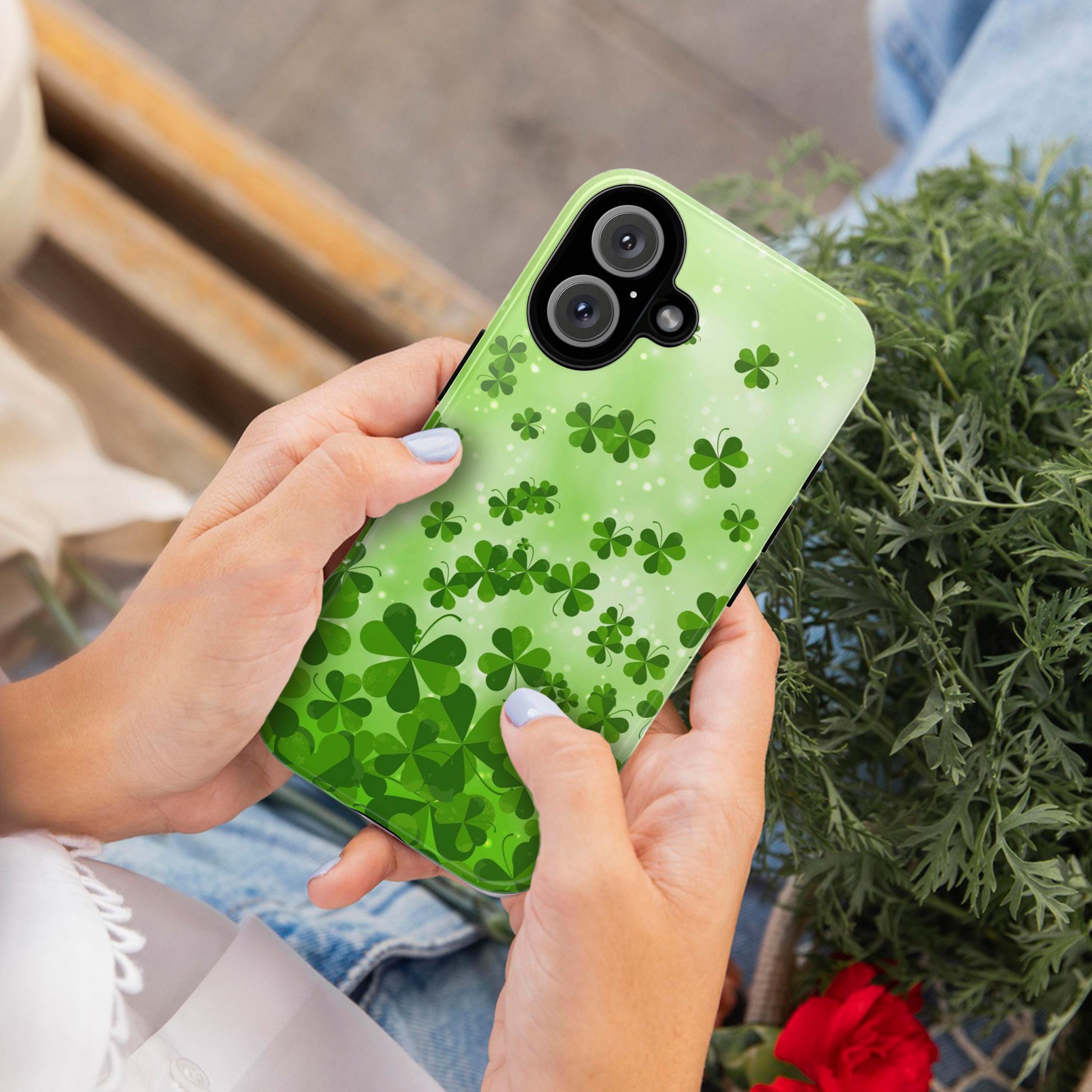 St Patricks Day Phone Case, Irish Luck Day Phone Case, Shamroc St Paddys Cover for iPhone 16 15 14 13 Pro Max Plus Samsung Galaxy S24, 289