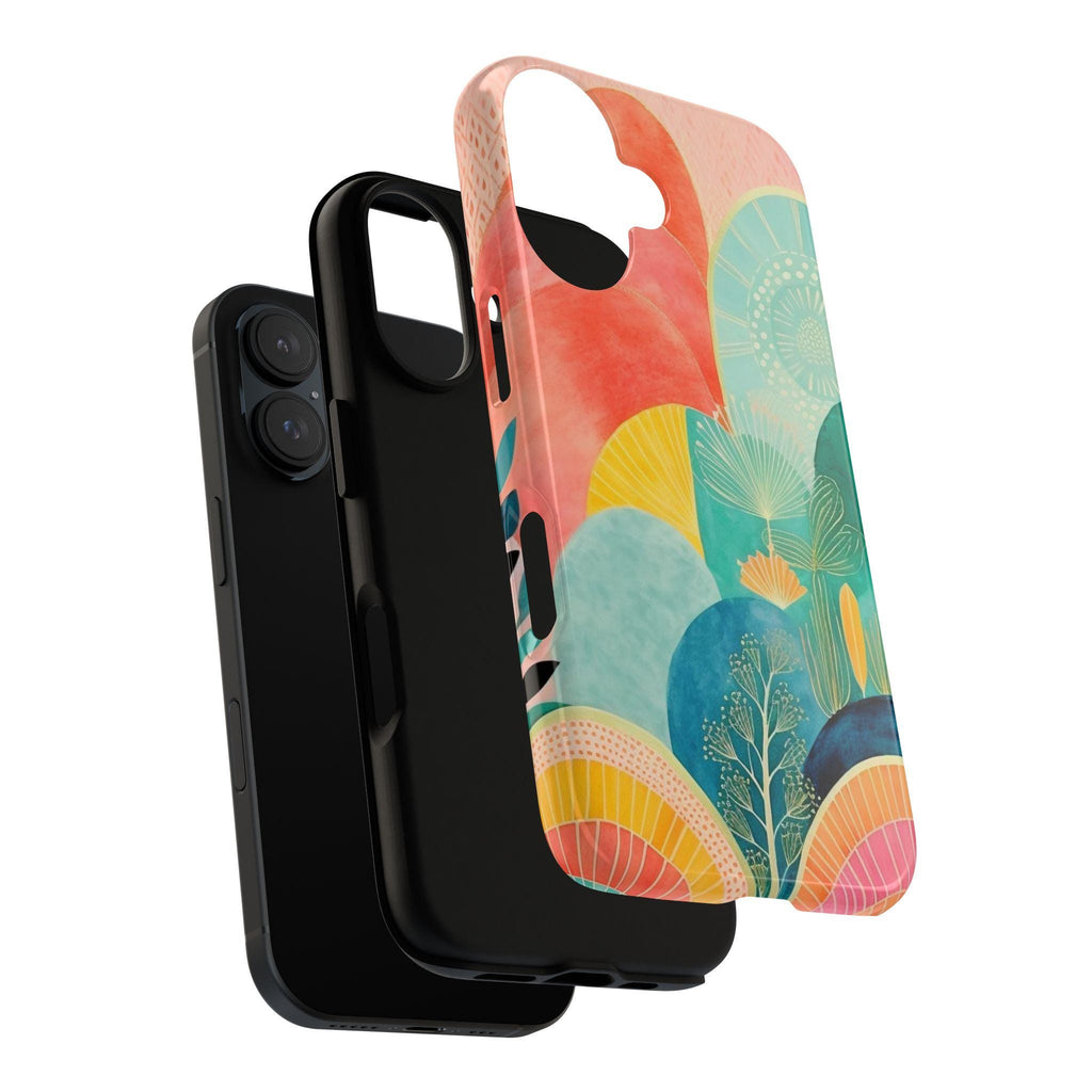 Boho Abstract Landscape Phone Case, Aesthetic Watercolor Phone, Painting Art Cover for iPhone 15 14 13 12 11 Pro Max Plus / Galaxy S25, 135