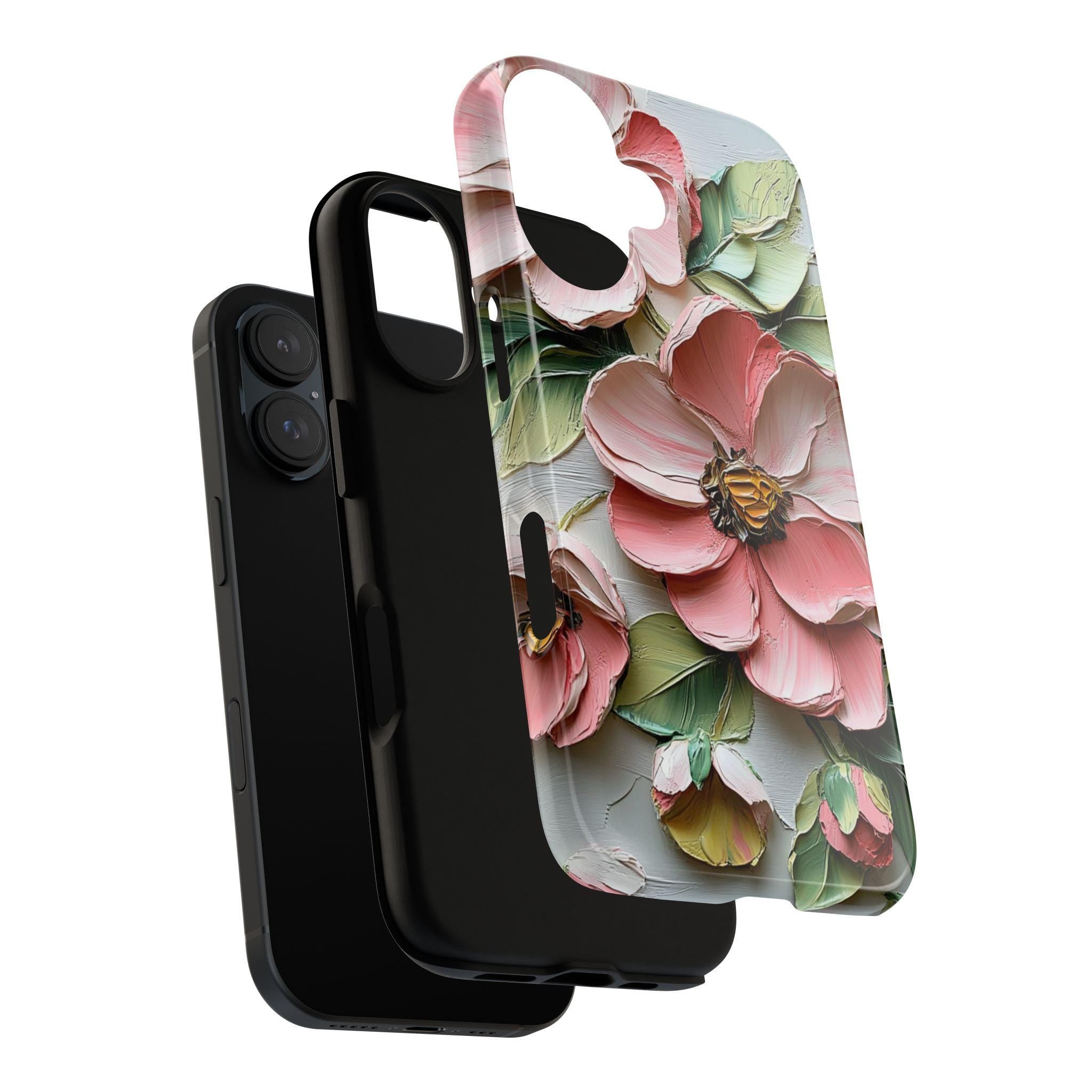 Floral Phone Case with Anemone & Rose, Nature Oil Painting, Botanical Blossom Art Cover for iPhone 16 Tough or Magsafe, Samsung S25, 439.51