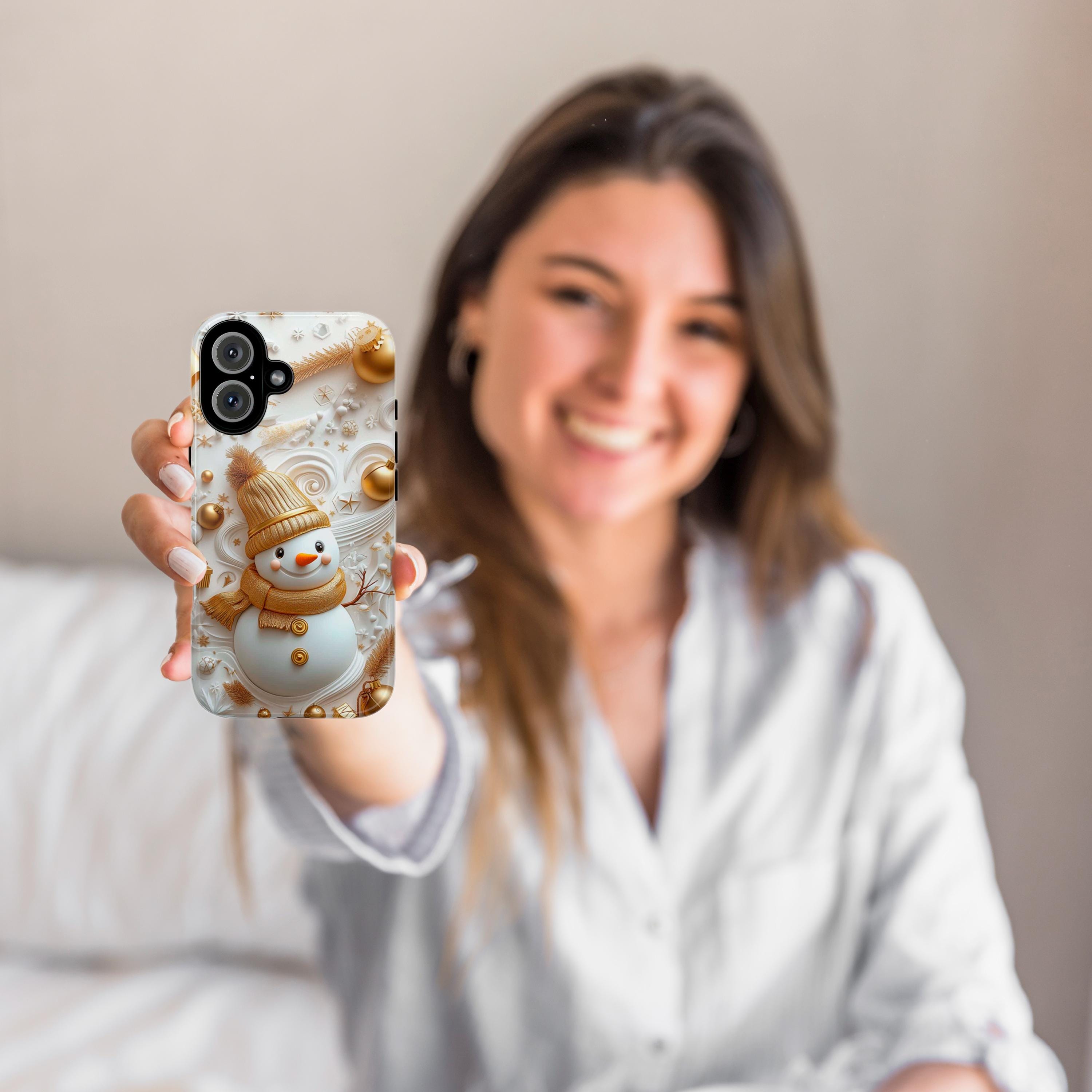 Snowman Winter Wonderland Phone Case, 3D Winter Holiday MagSafe for iPhone 16 15 14 13 12 Pro Max Plus, Samsung S24 Ultra, Pixel 8, 433.13