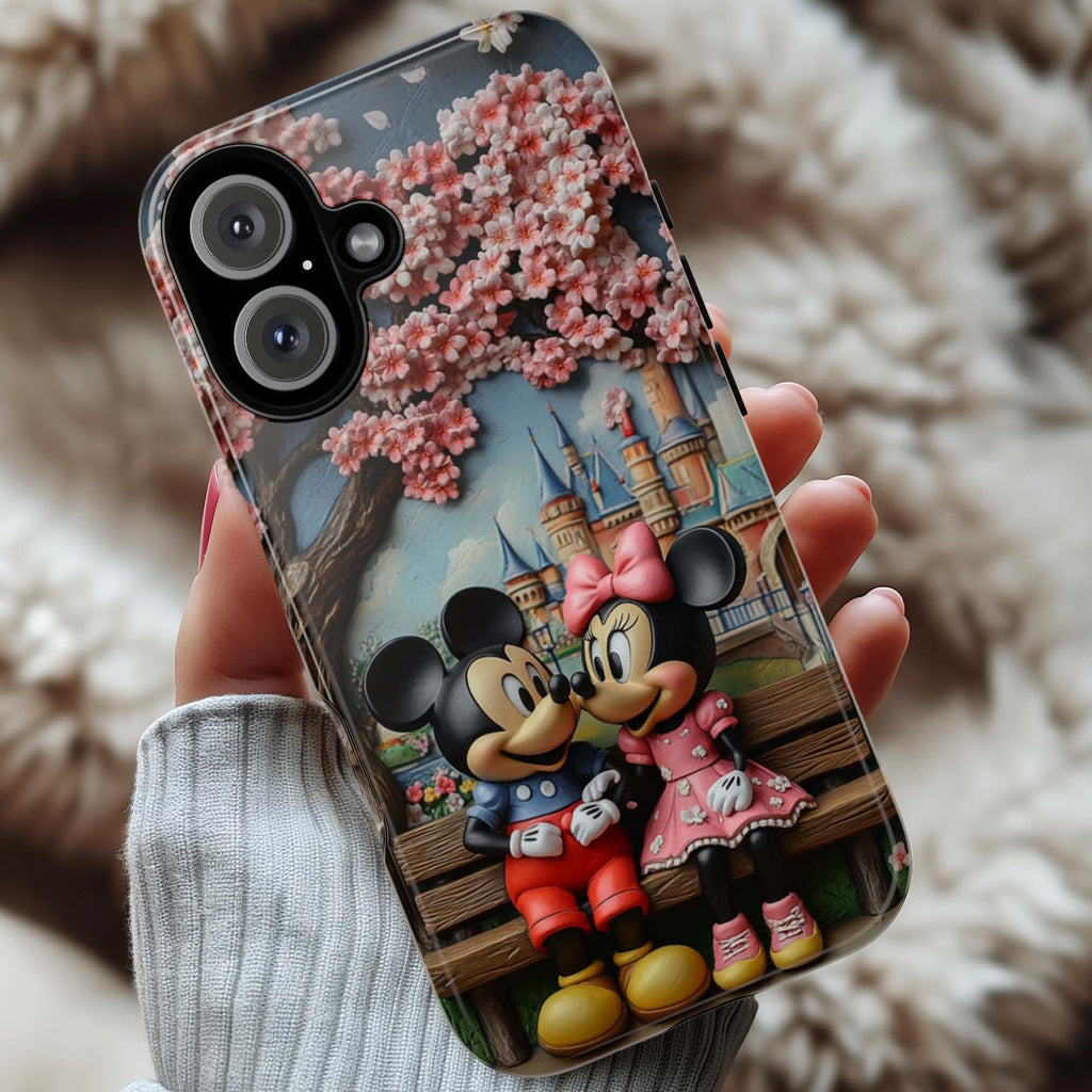 Japanese Cherry Blossom Mickey Minnie Phone Case, 3D Tokyo Disneyland Phone Cover for iPhone 16, 15, 14 Tough or Magsafe, Samsung, 442.45