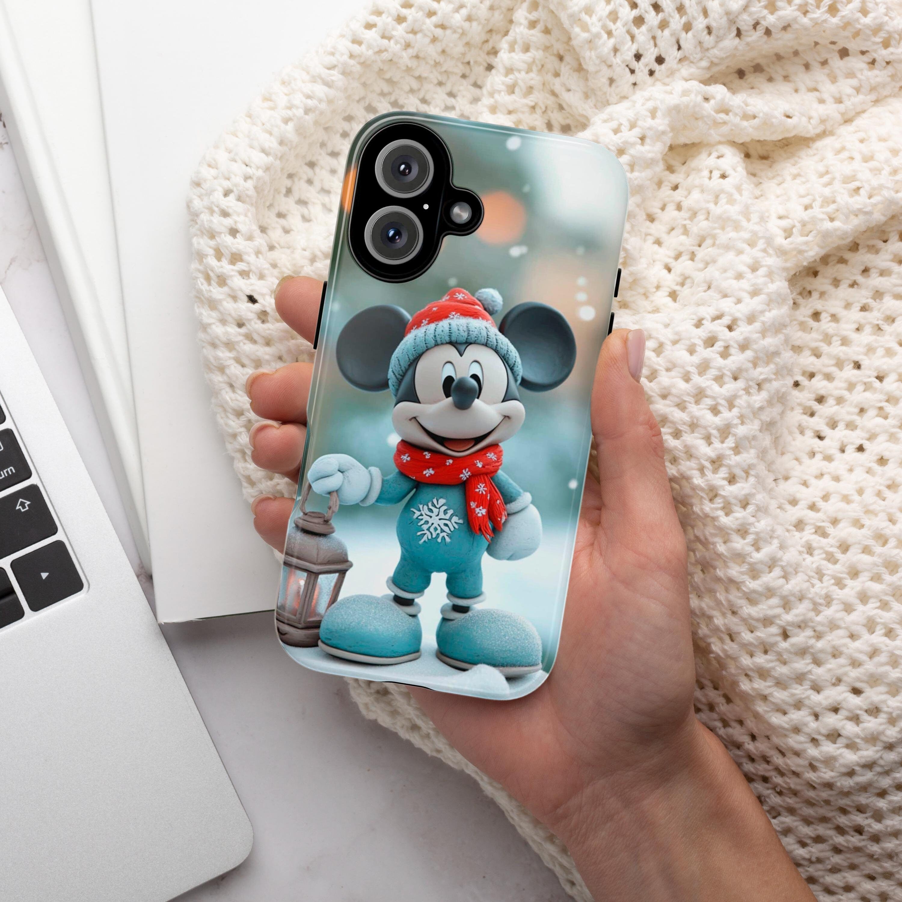 Santa Mickey Mouse 3D effect Phone Case, Cartoon Xmas Design, Disney Christmas Phone Case for iPhone 16 15 14 Magsafe, Samsung S24, 442.6