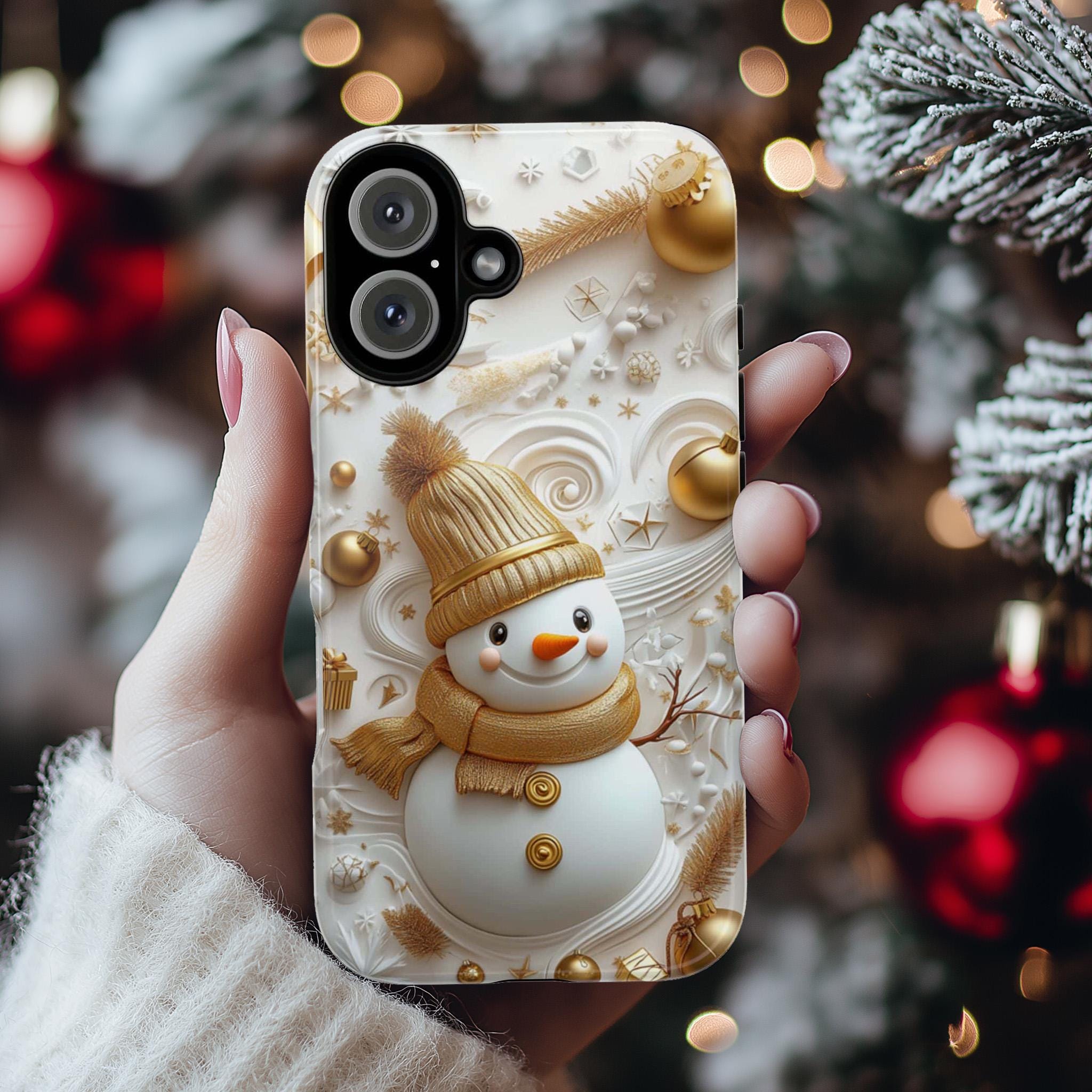 Snowman Winter Wonderland Phone Case, 3D Winter Holiday MagSafe for iPhone 16 15 14 13 12 Pro Max Plus, Samsung S24 Ultra, Pixel 8, 433.13